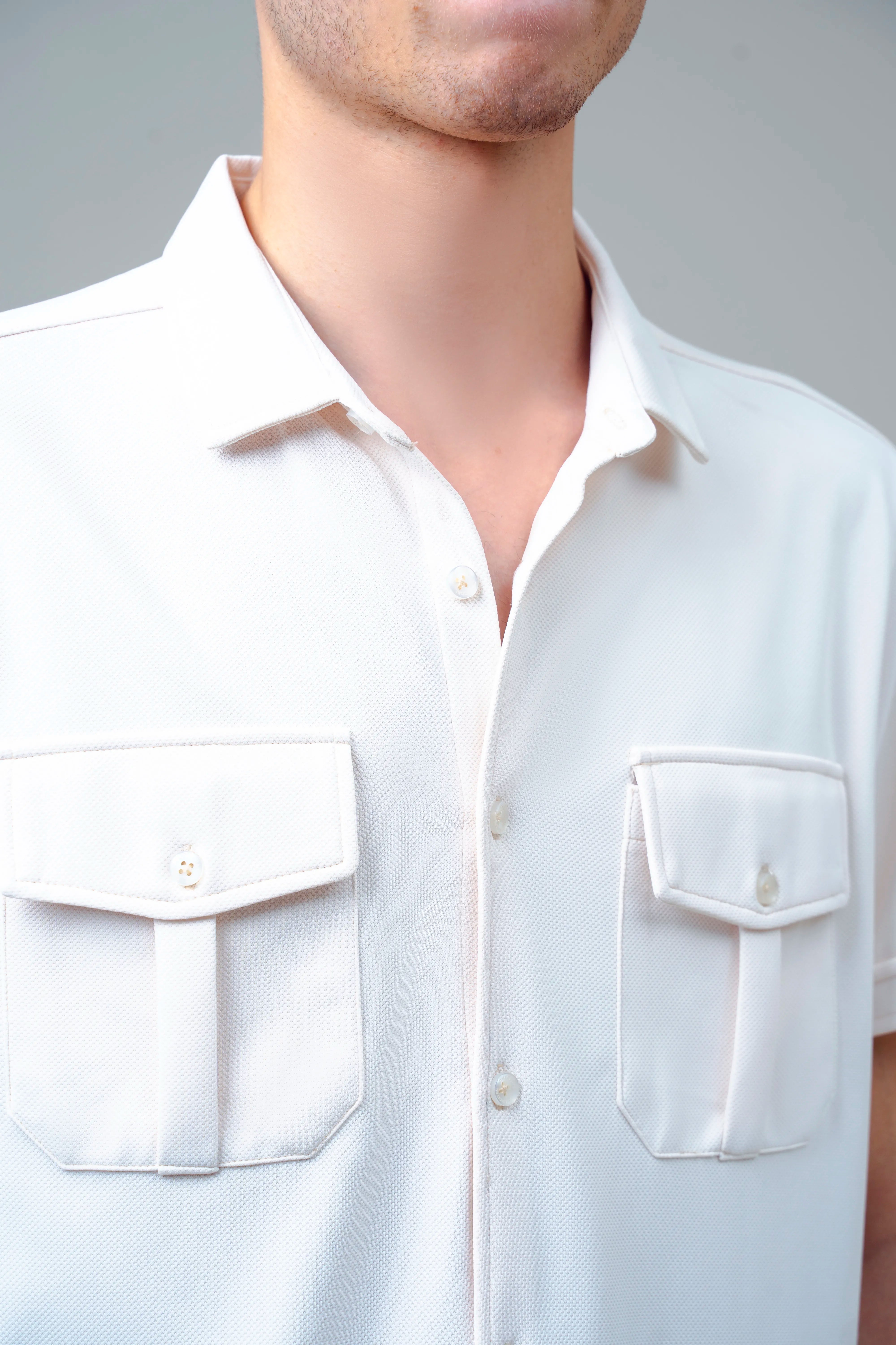 SMART FIT KNIT CASUAL SHIRT BEIGE