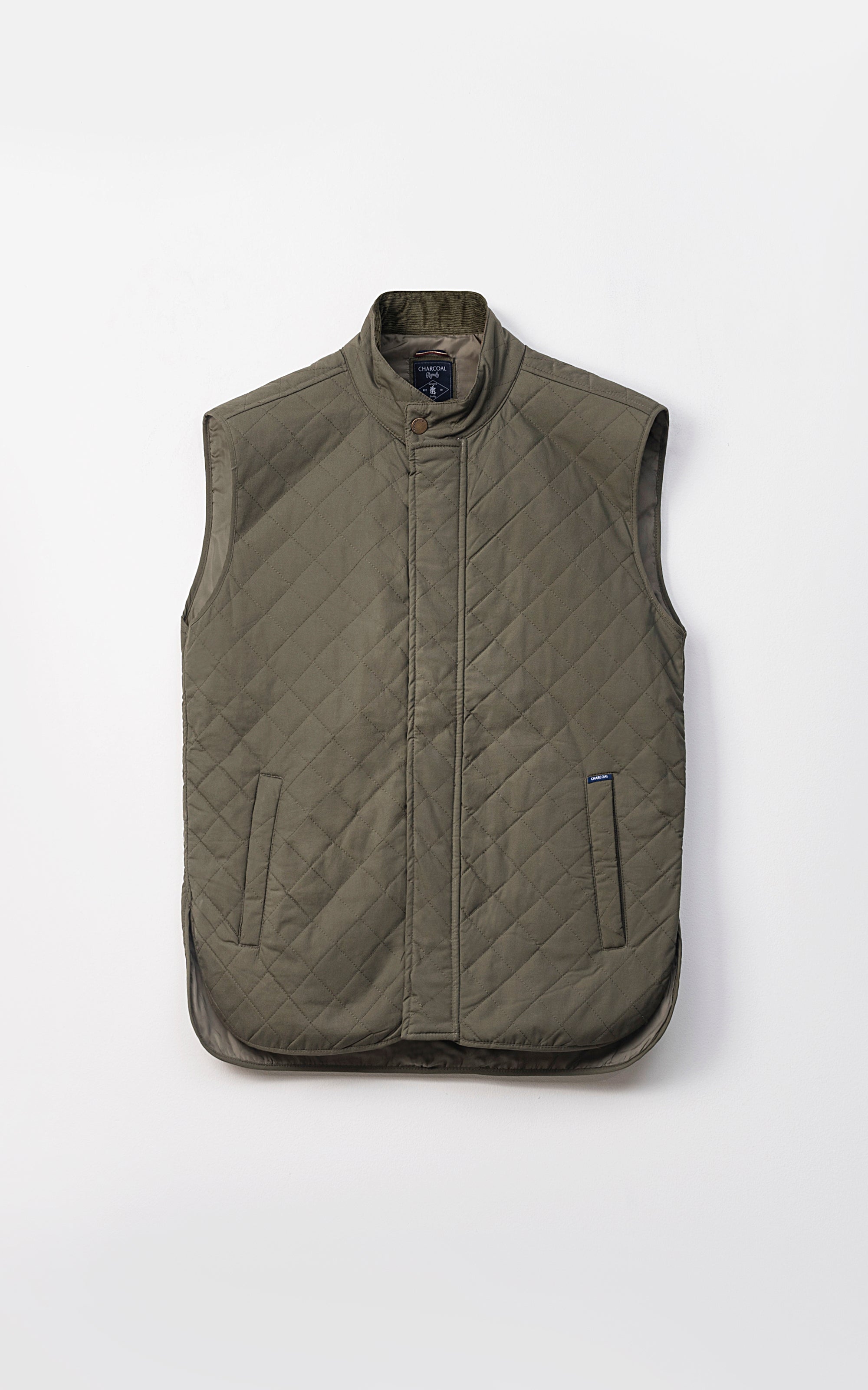 QUILTED SLEEVELESS JACKET OLIVE