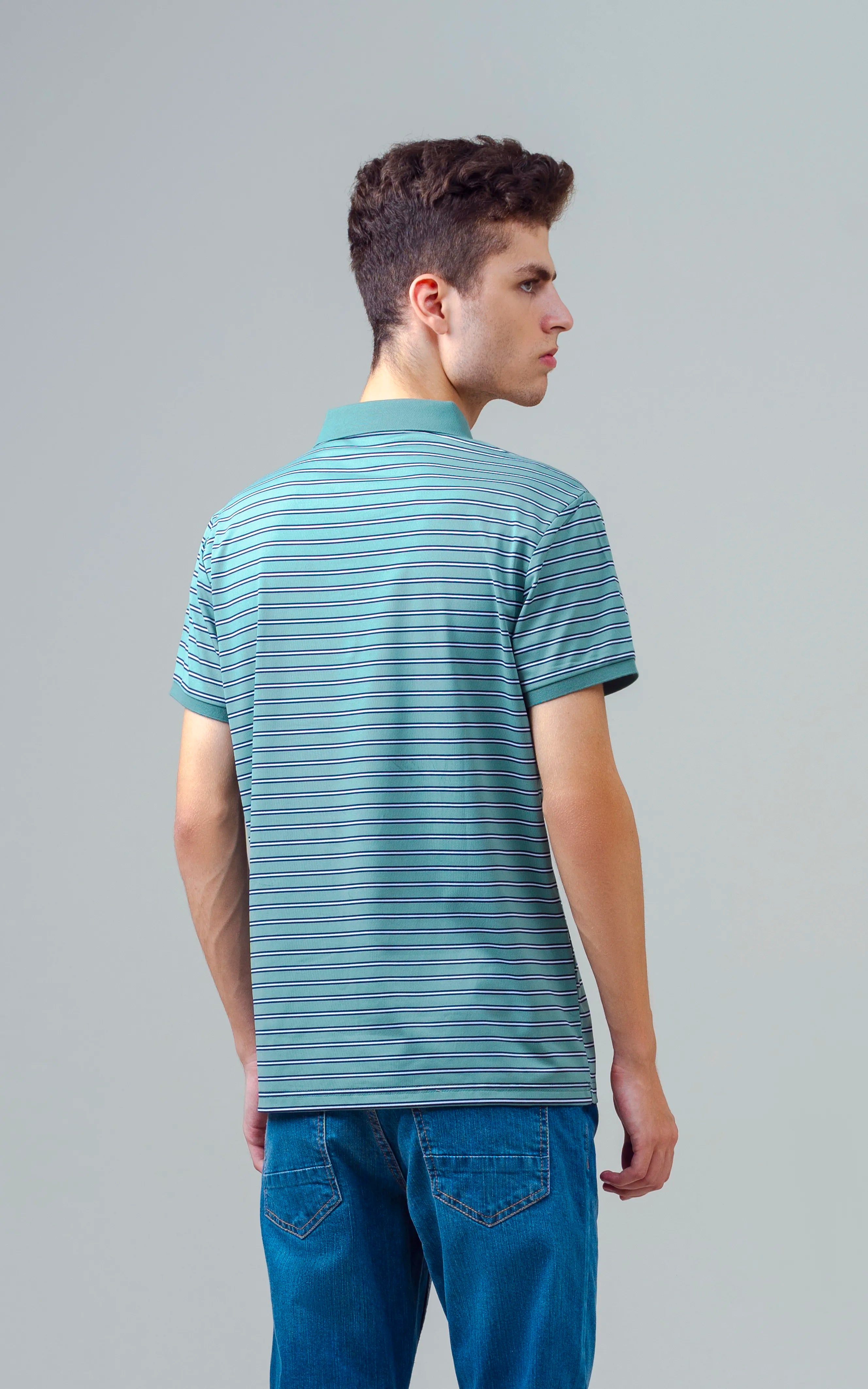 EXECUTIVE STRIPED POLO GREEN