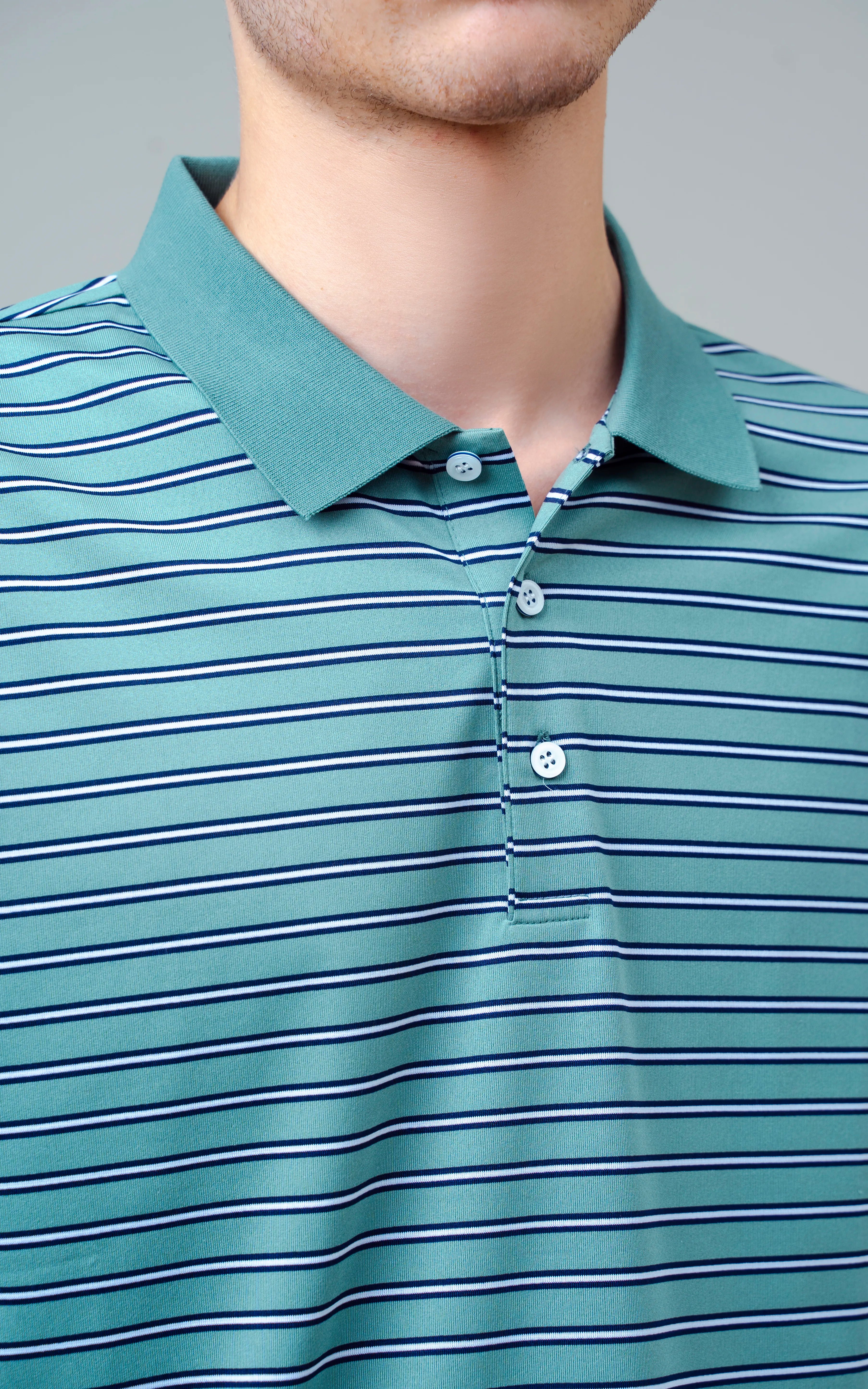 EXECUTIVE STRIPED POLO GREEN