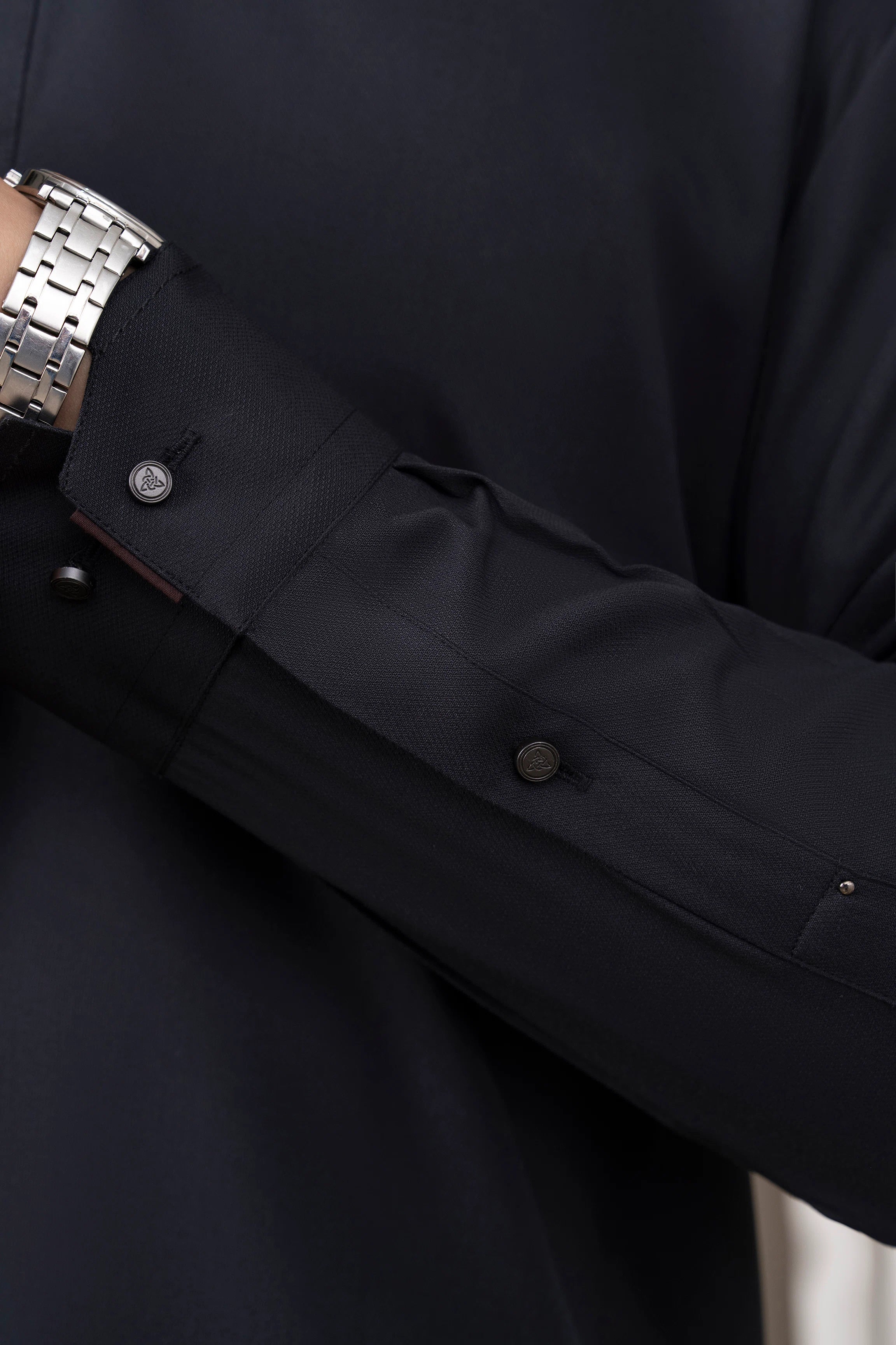 TEXTURED BLENDED KAMEEZ SHALWAR - SIGNATURE COLLECTION BLACK