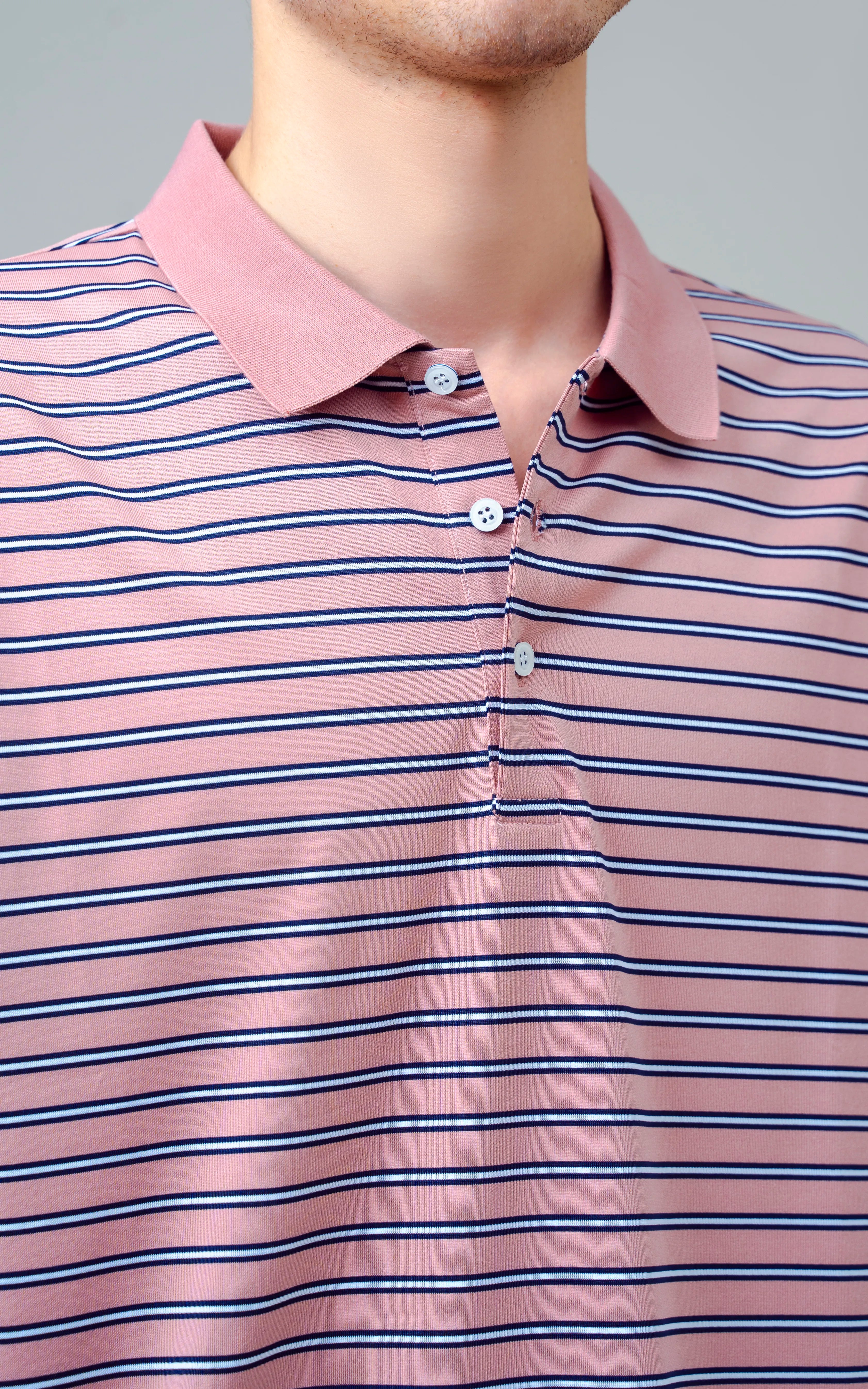 EXECUTIVE STRIPED POLO T PINK