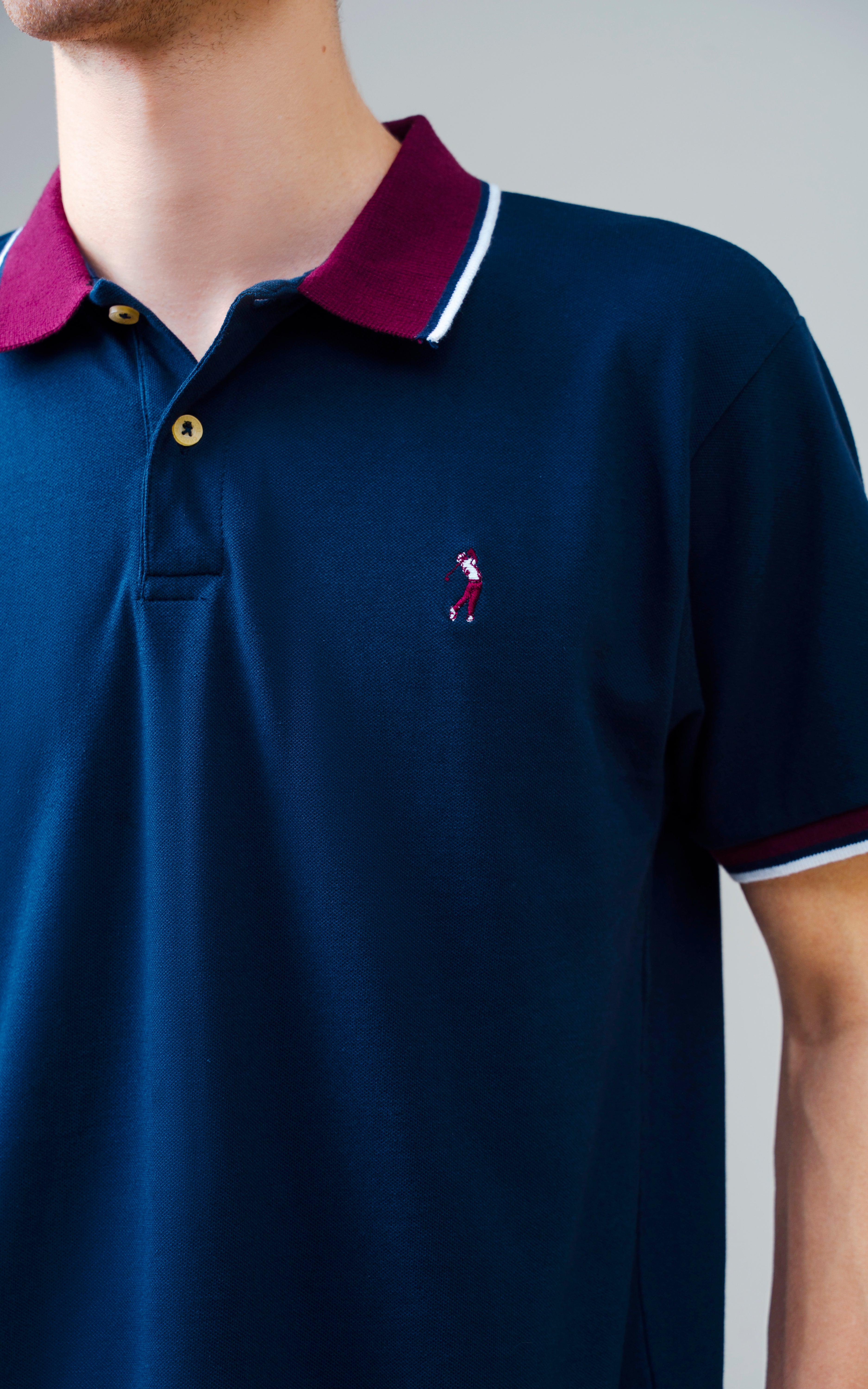 CONTRAST TIPPING COLLAR POLO SHIRT NAVY