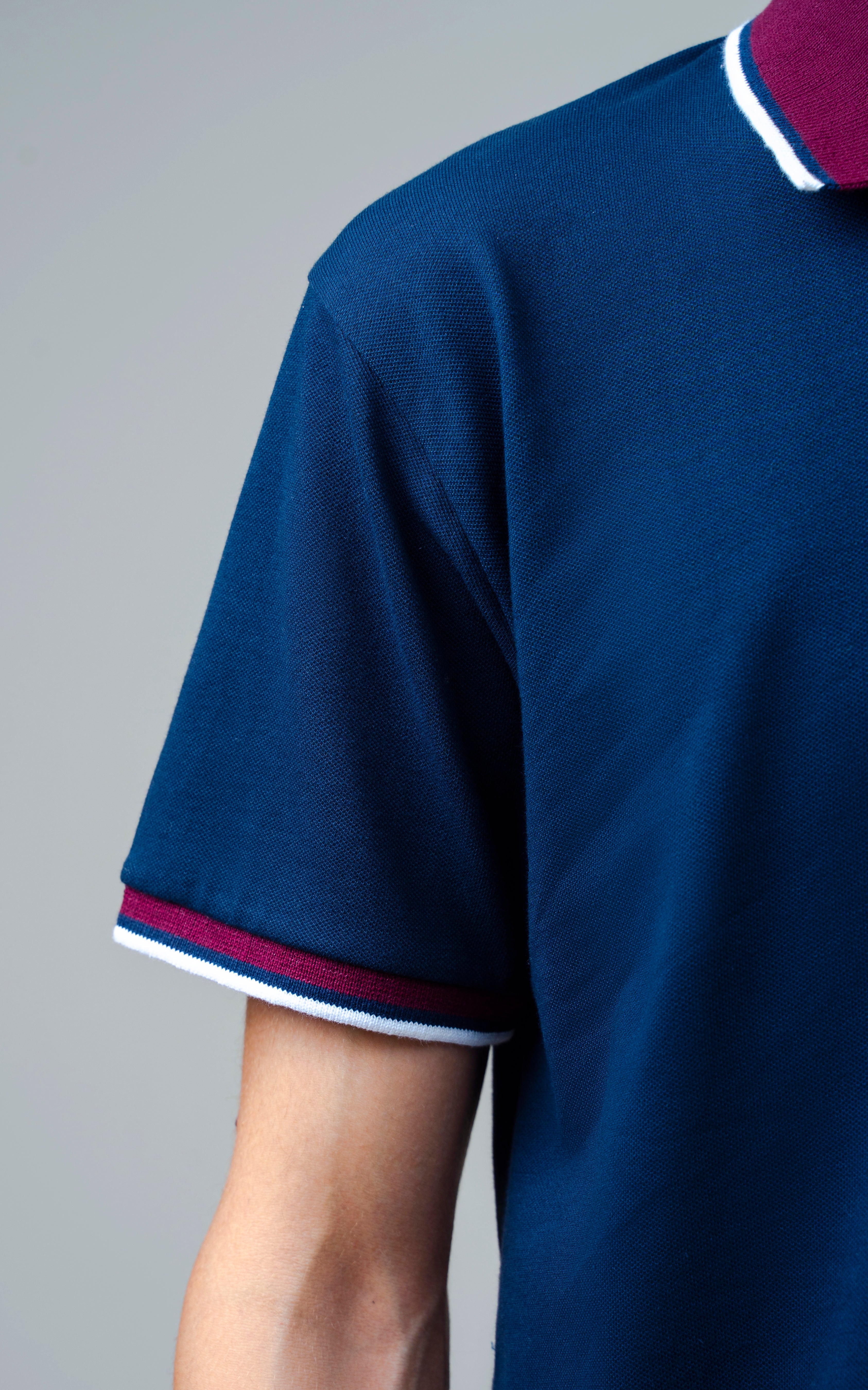 CONTRAST TIPPING COLLAR POLO SHIRT NAVY