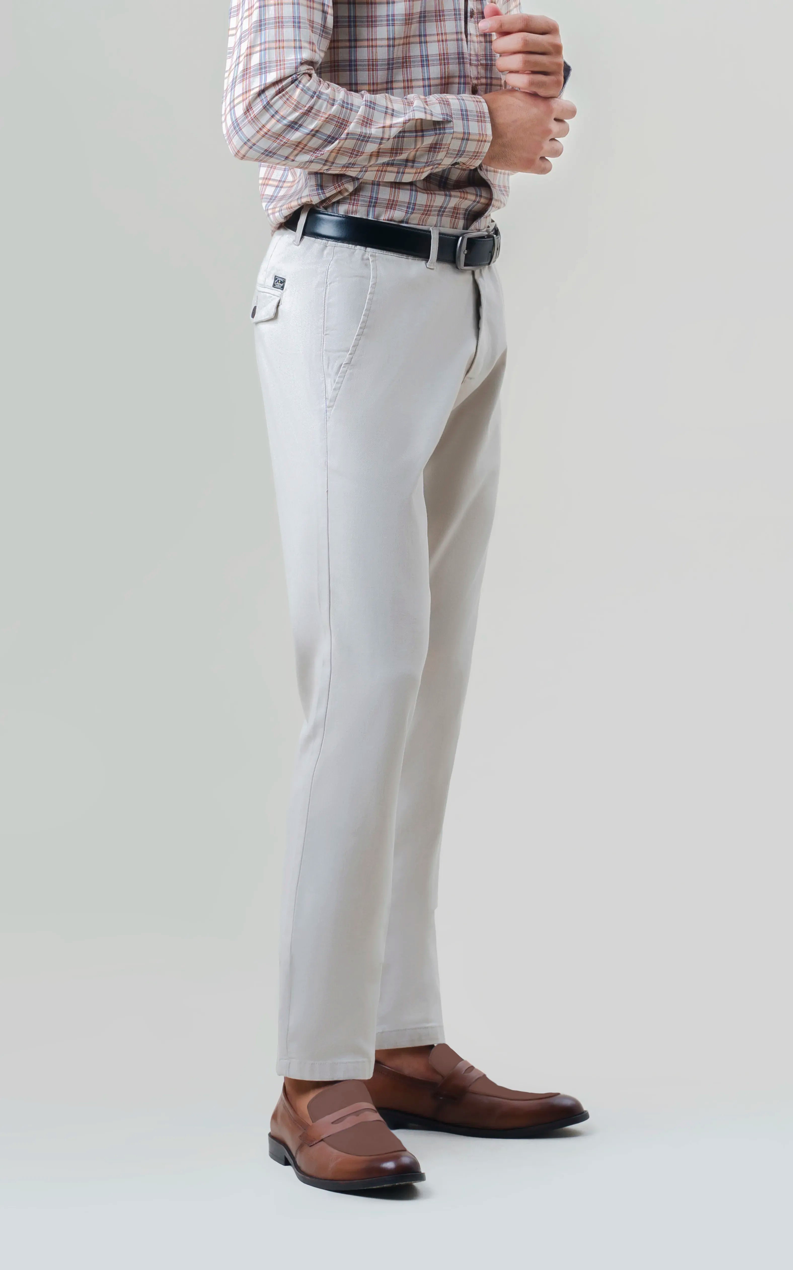 DOBBY SMART FIT CASUAL PANT BEIGE