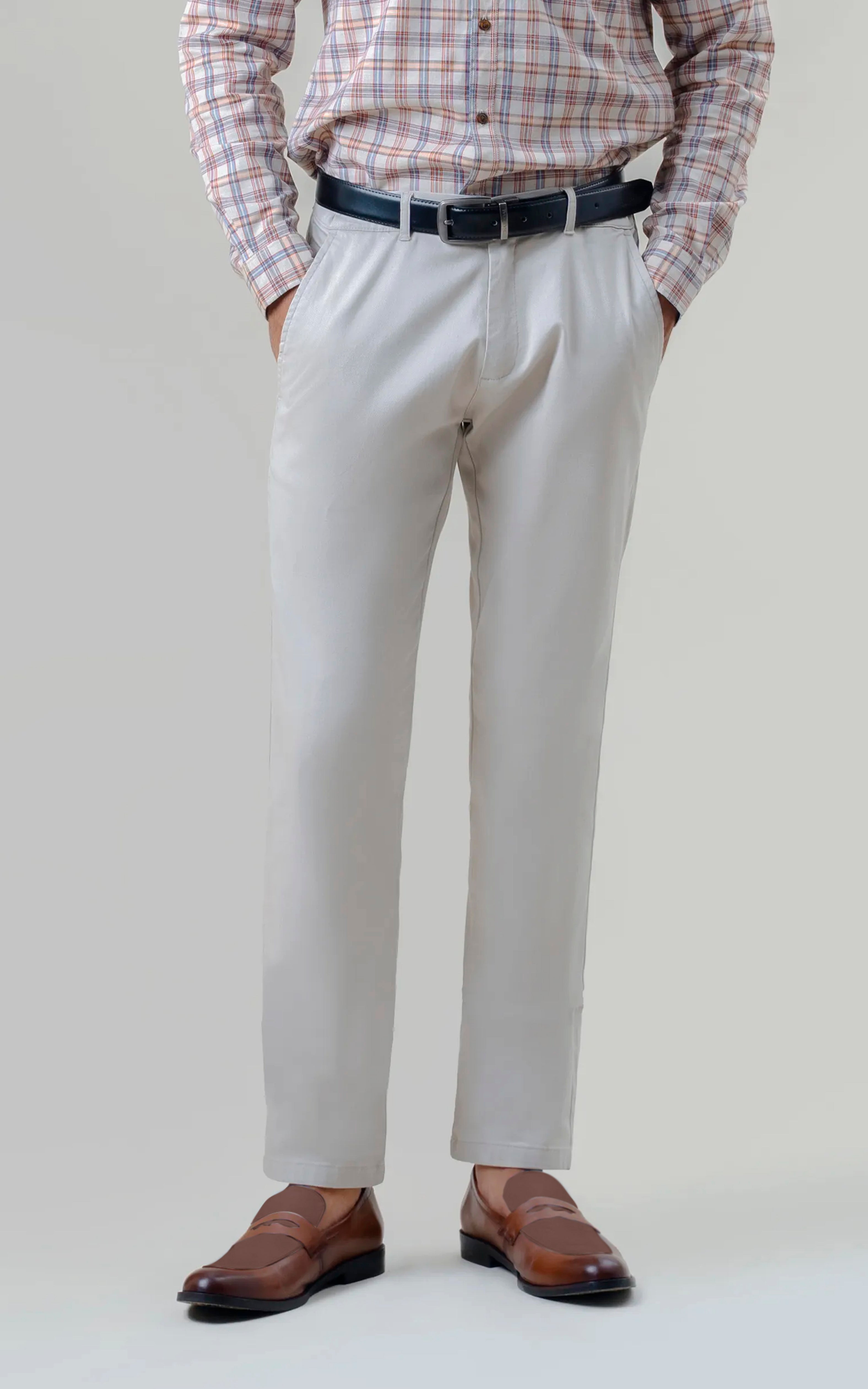 DOBBY SMART FIT CASUAL PANT BEIGE