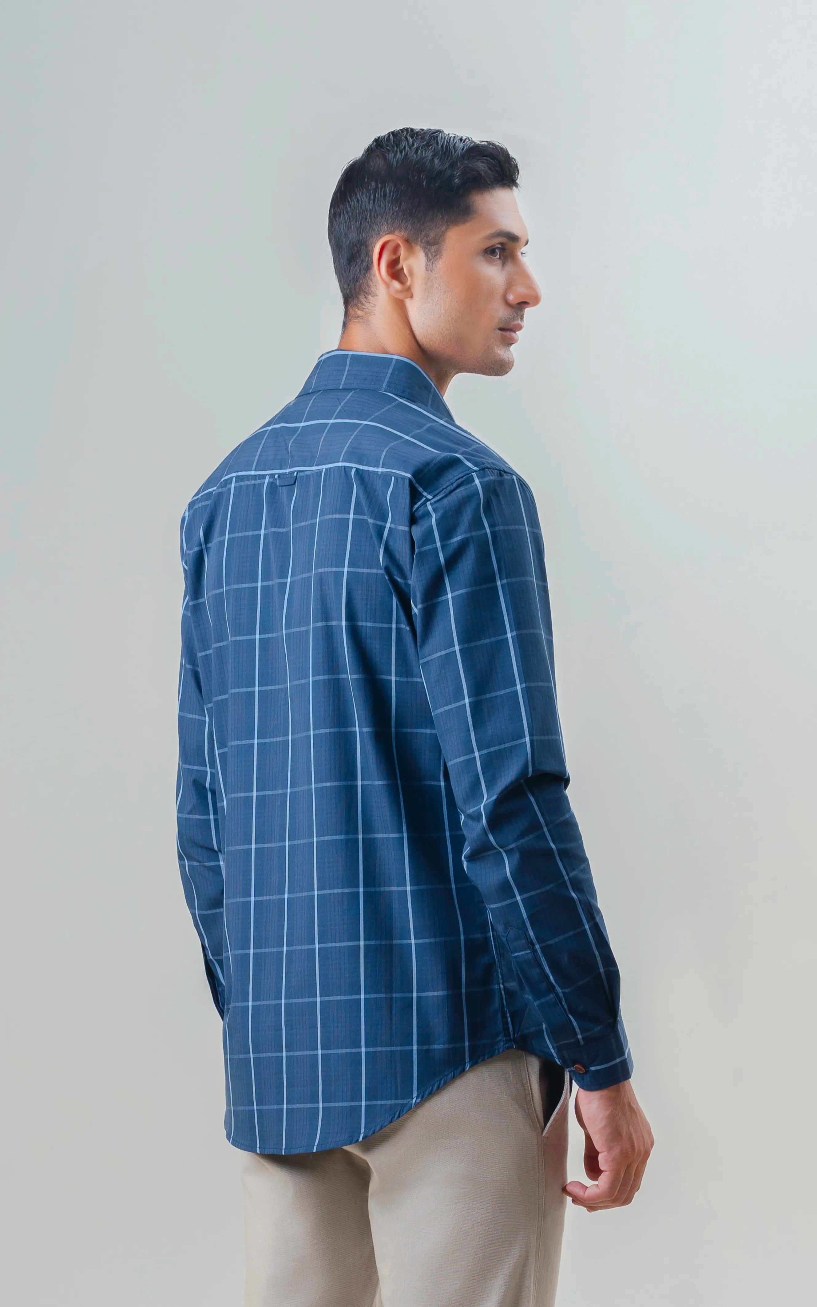 SMART FIT CHECKED SHIRT DARK NAVY CHECK