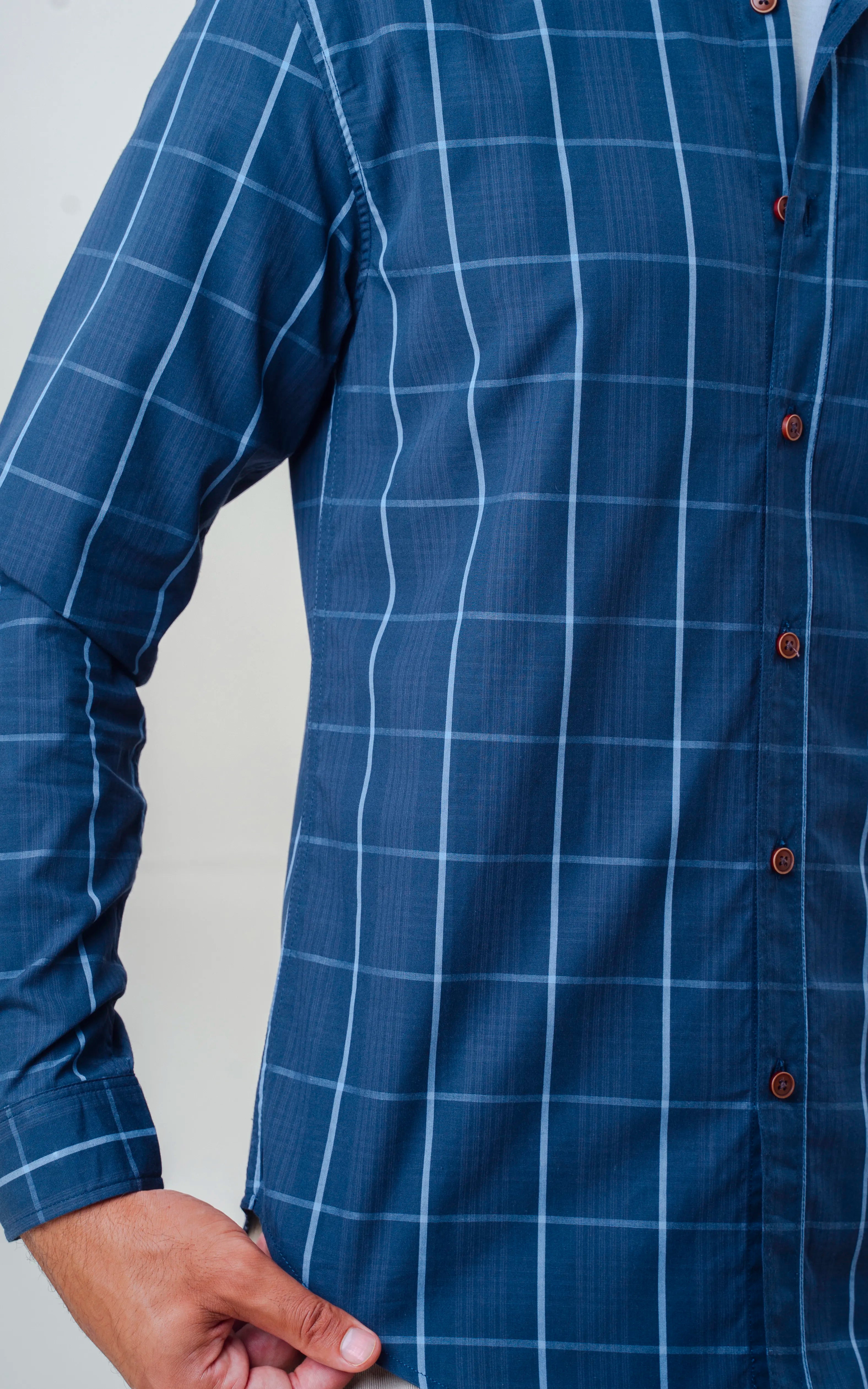 SMART FIT CHECKED SHIRT DARK NAVY CHECK