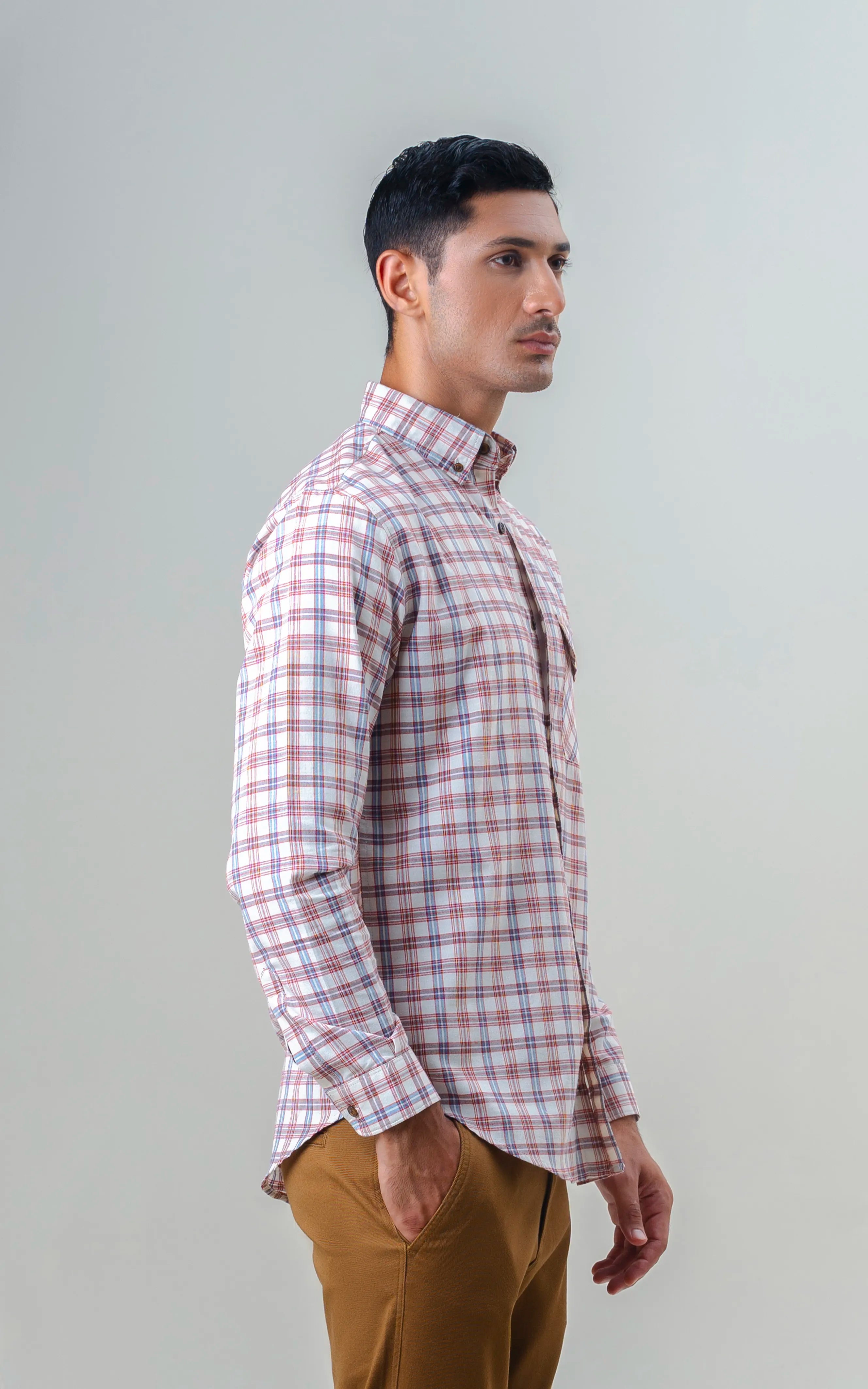SMART FIT CHECKED CASUAL SHIRT ACRO MAROON