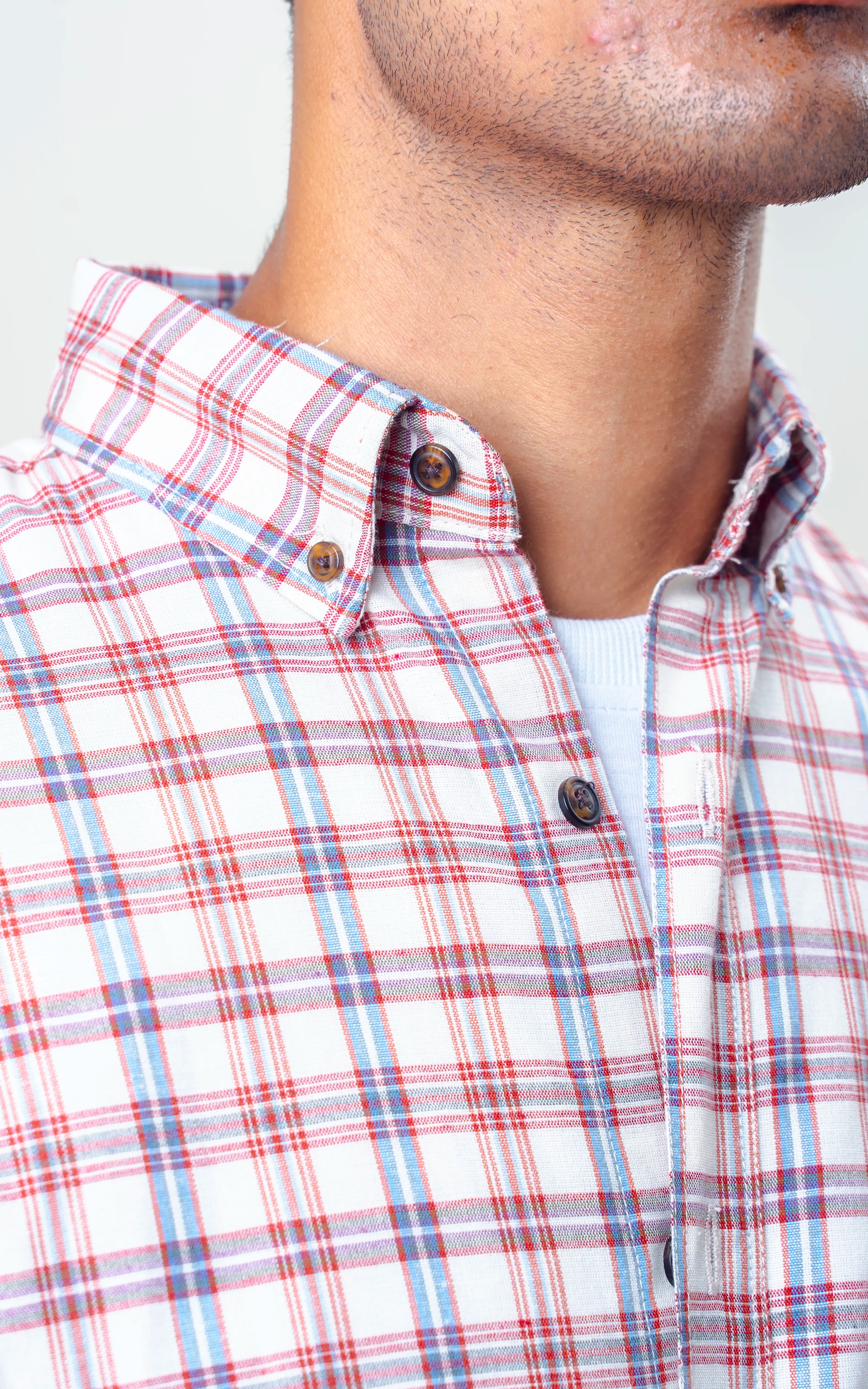 SMART FIT CHECKED CASUAL SHIRT ACRO MAROON