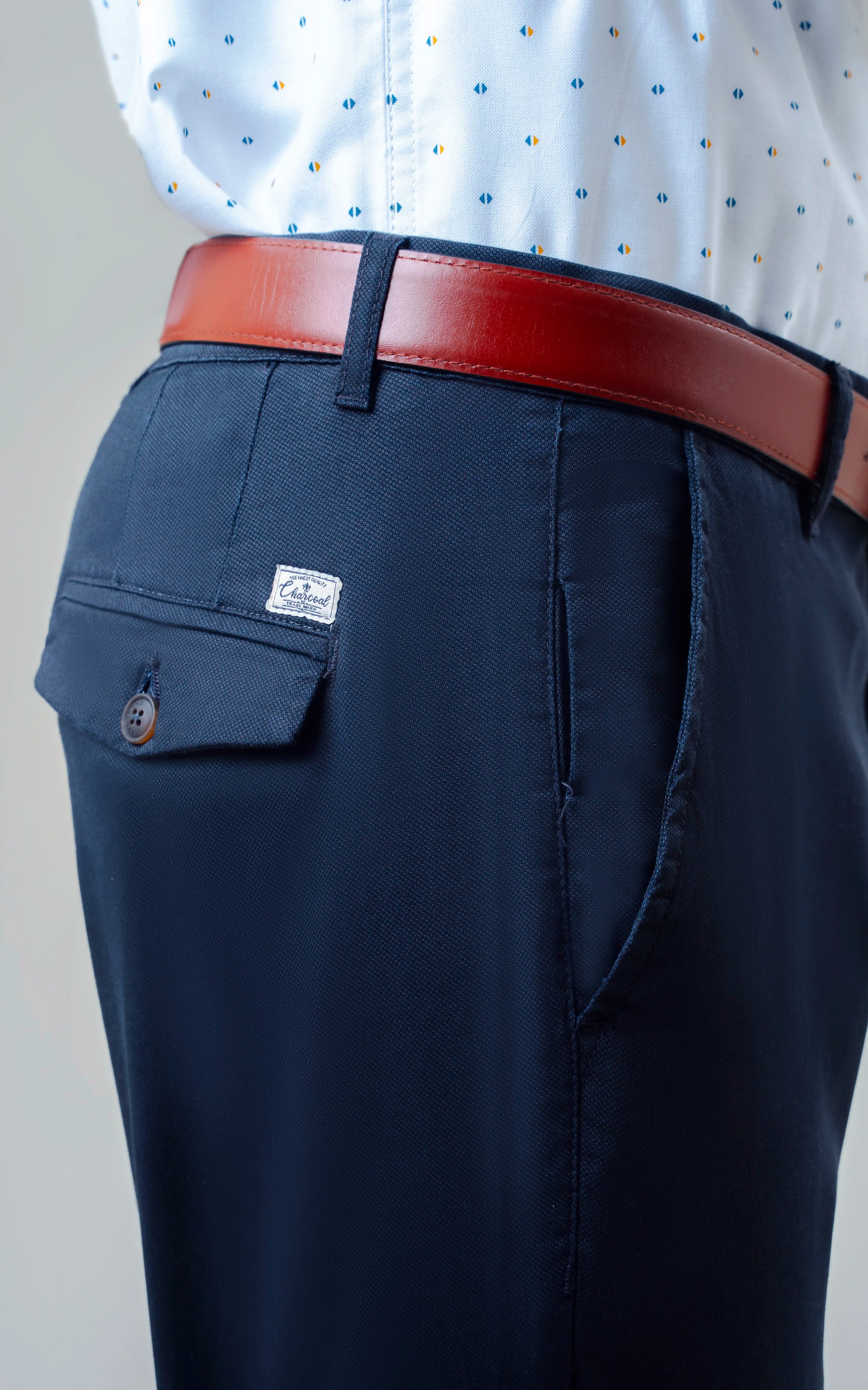 DOBBY SMART FIT CASUAL PANT BLACK