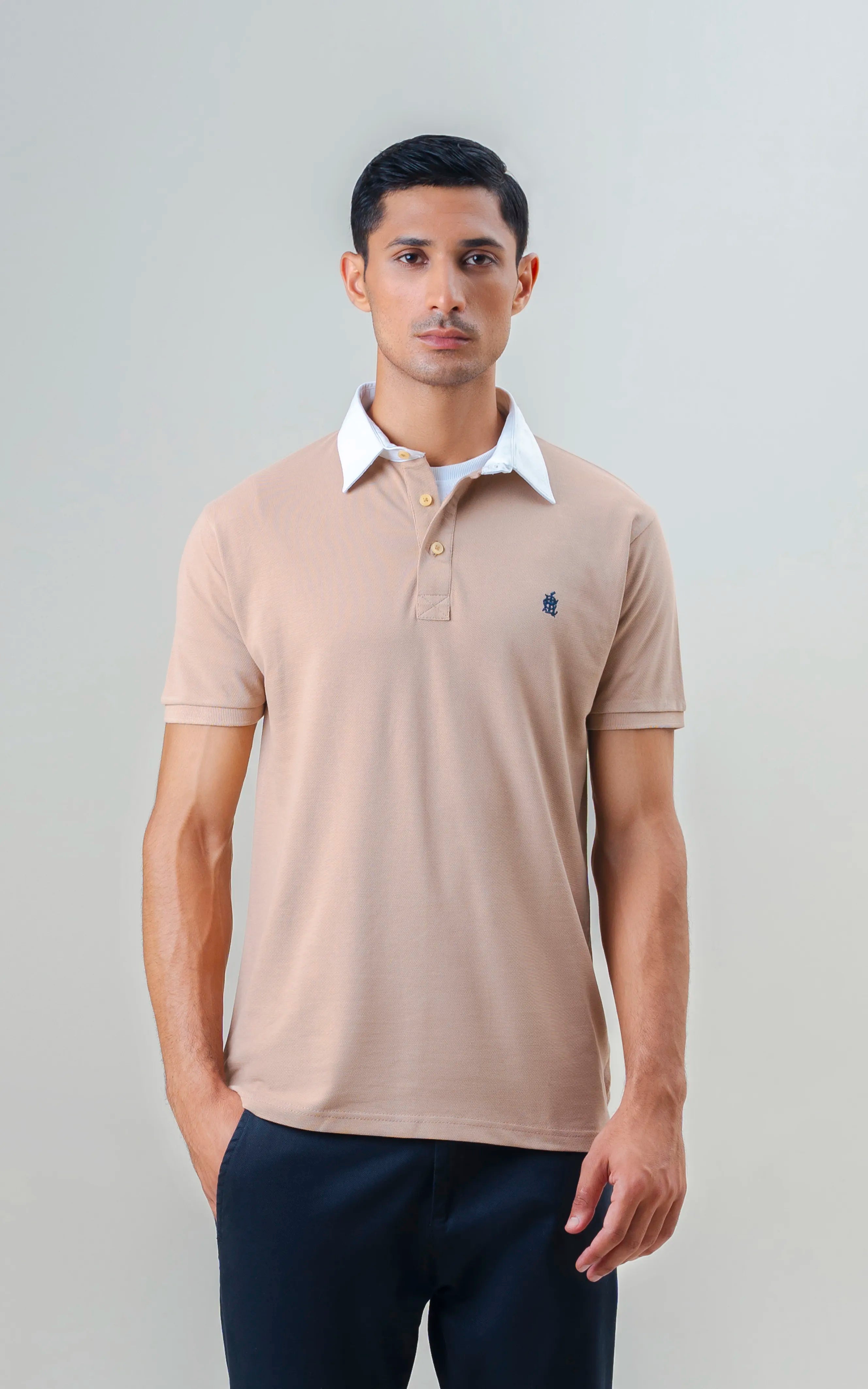 TWILL COLLAR POLO SHIRT KHAKI