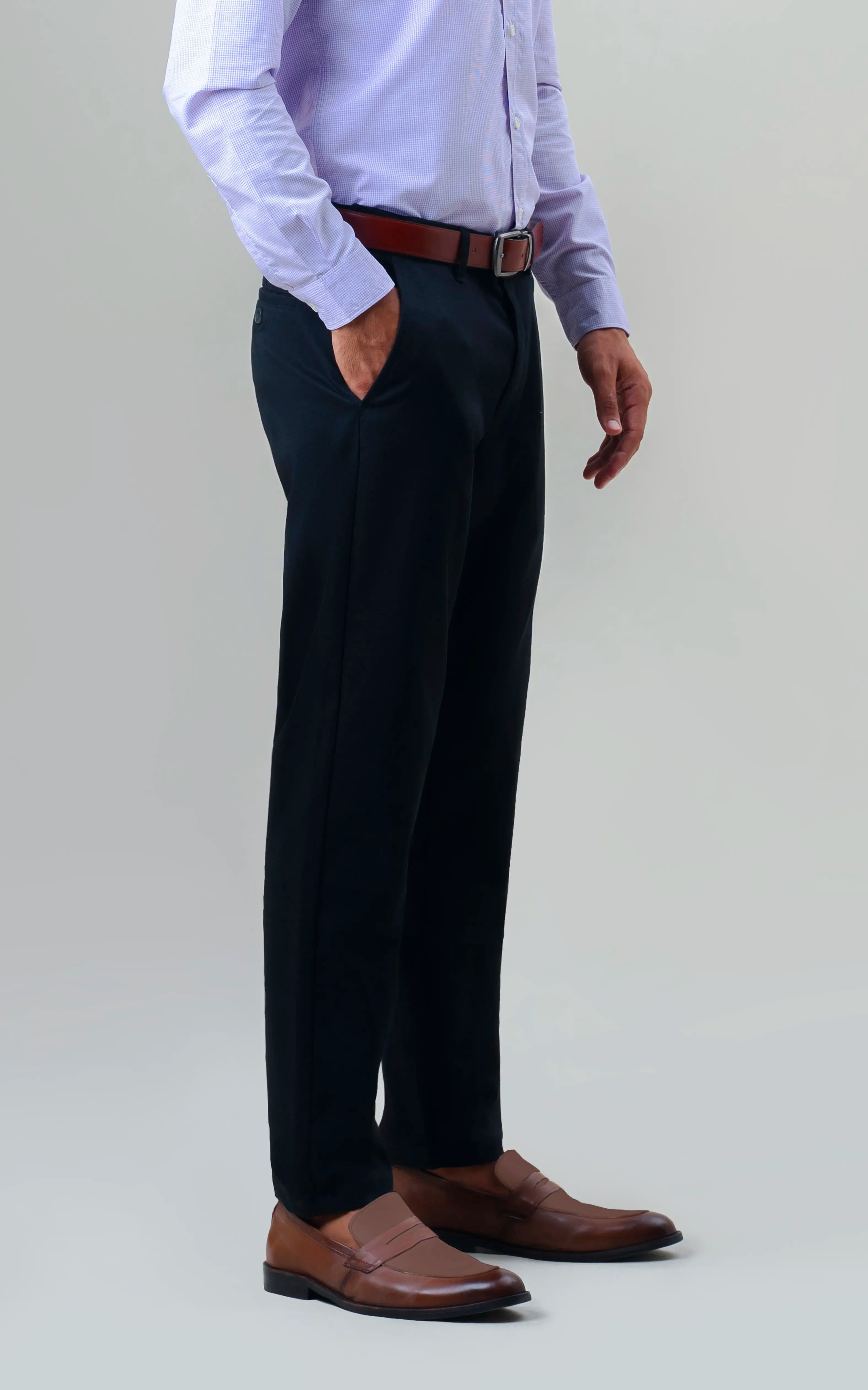 TEXTURED REGULAR FIT CASUAL PANT BLACK