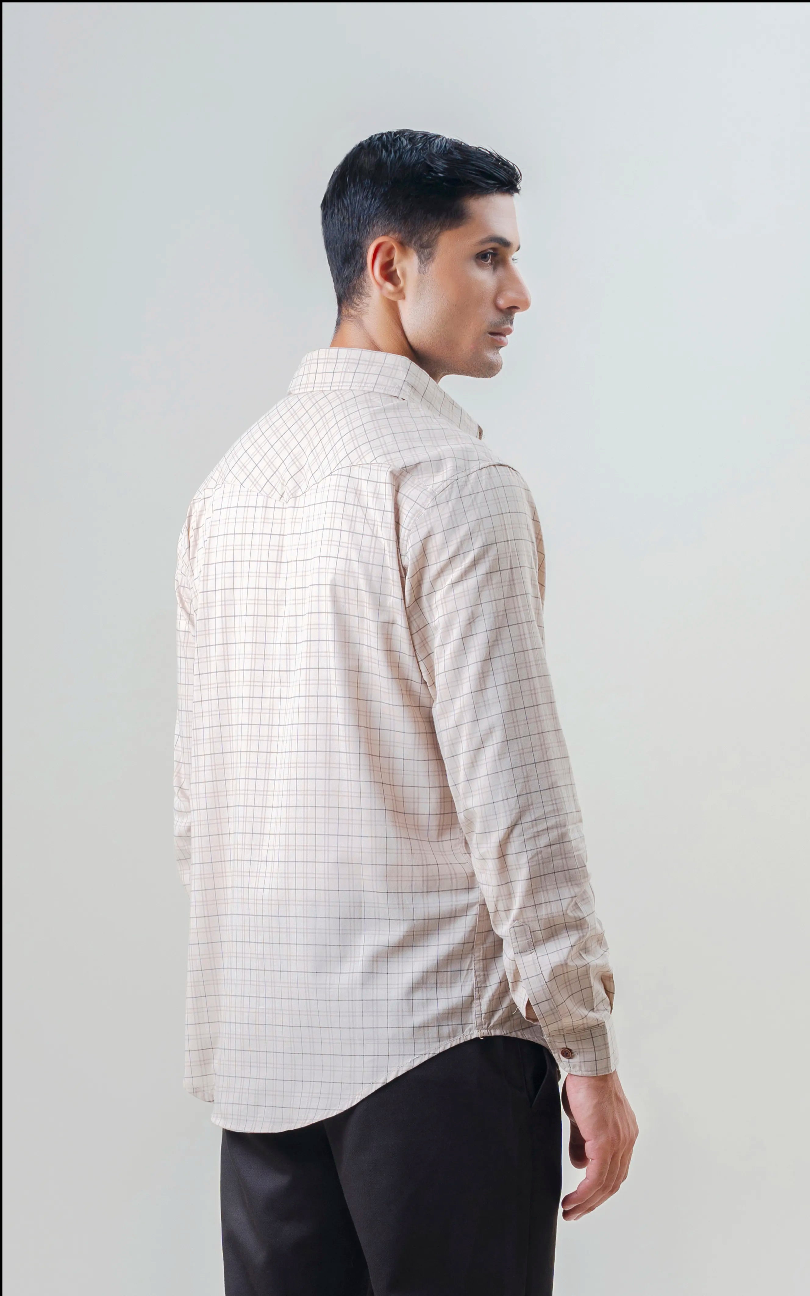 SMART FIT CASUAL SHIRT KHAKI CHECK