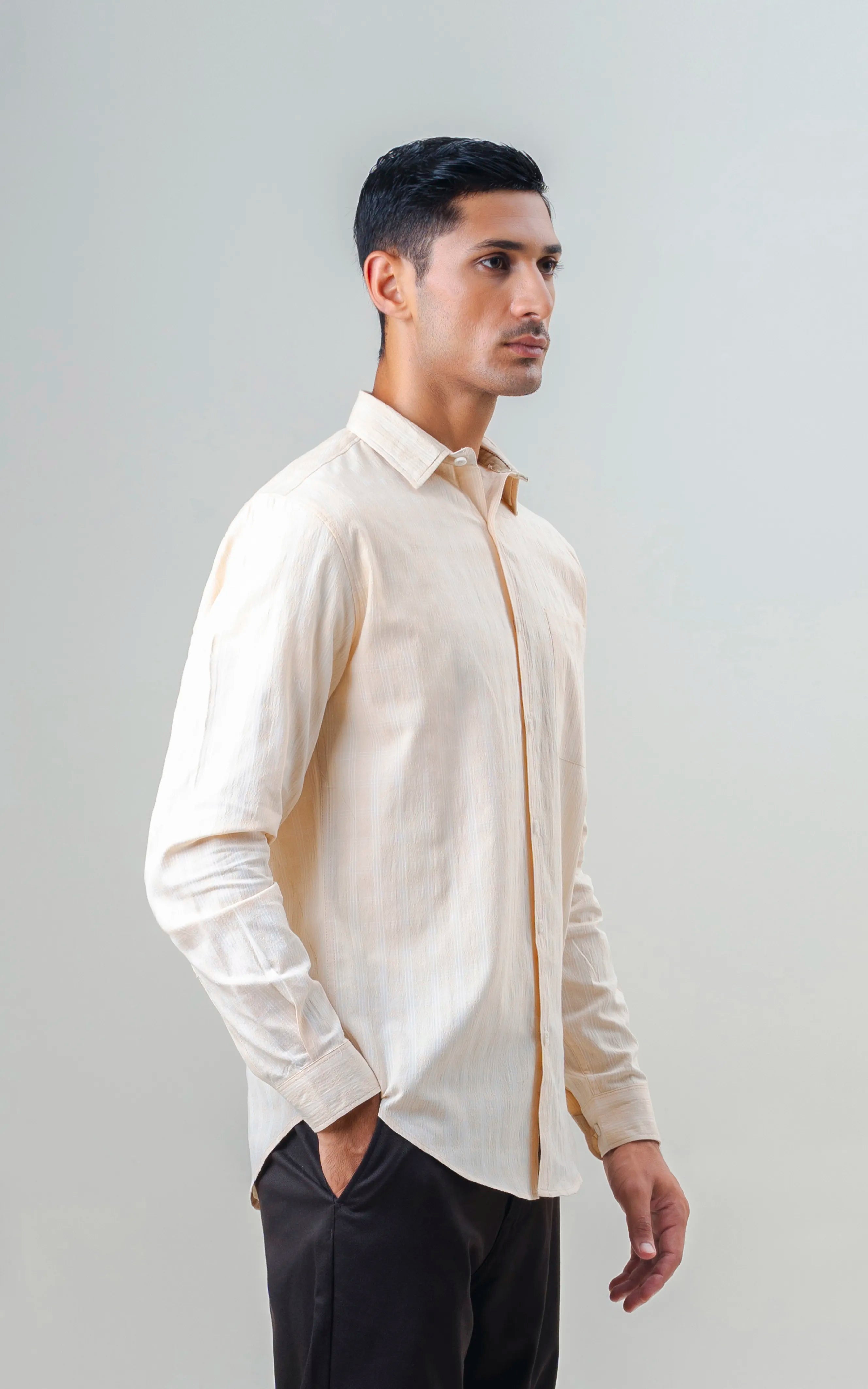 REGULAR FIT CHECKED SHIRT BEIGE CHECK