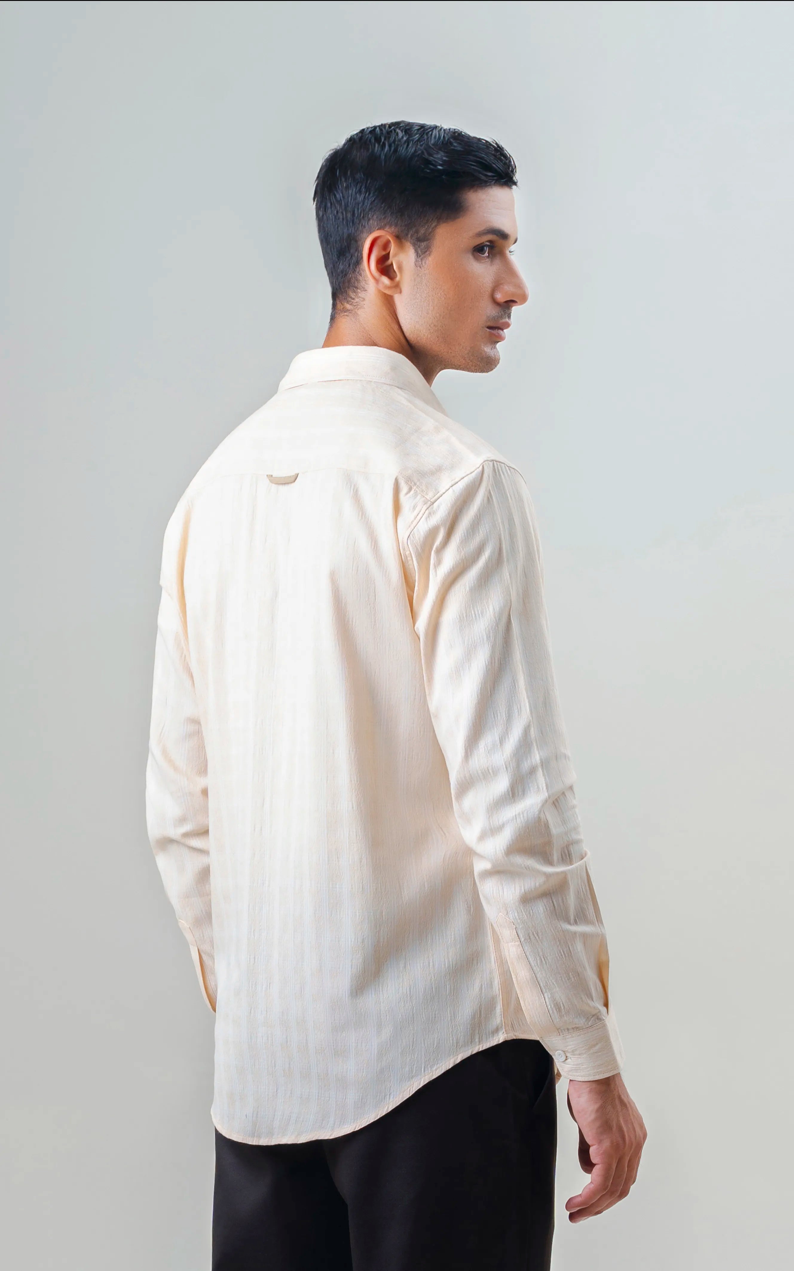 REGULAR FIT CHECKED SHIRT BEIGE CHECK