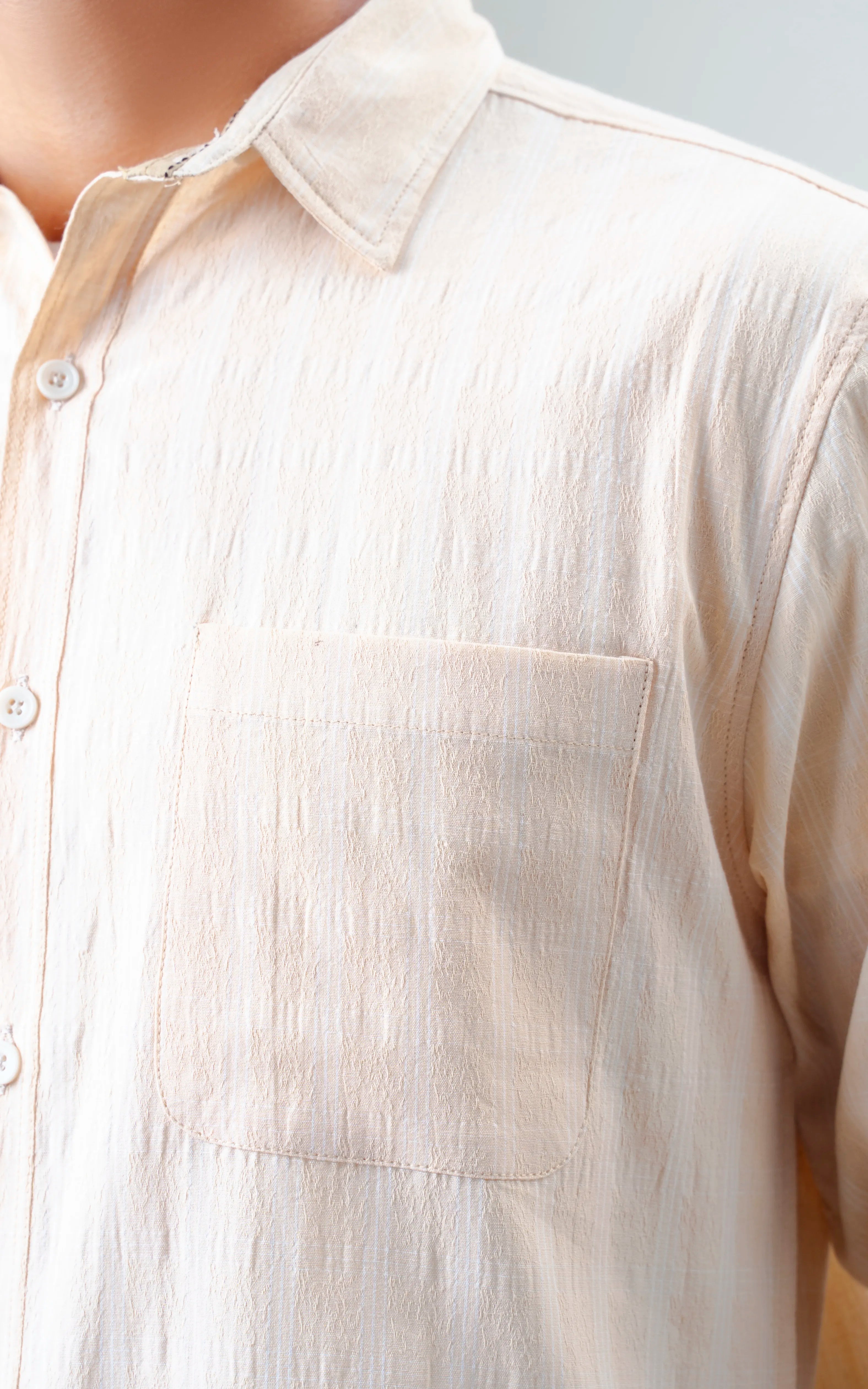 REGULAR FIT CHECKED SHIRT BEIGE CHECK