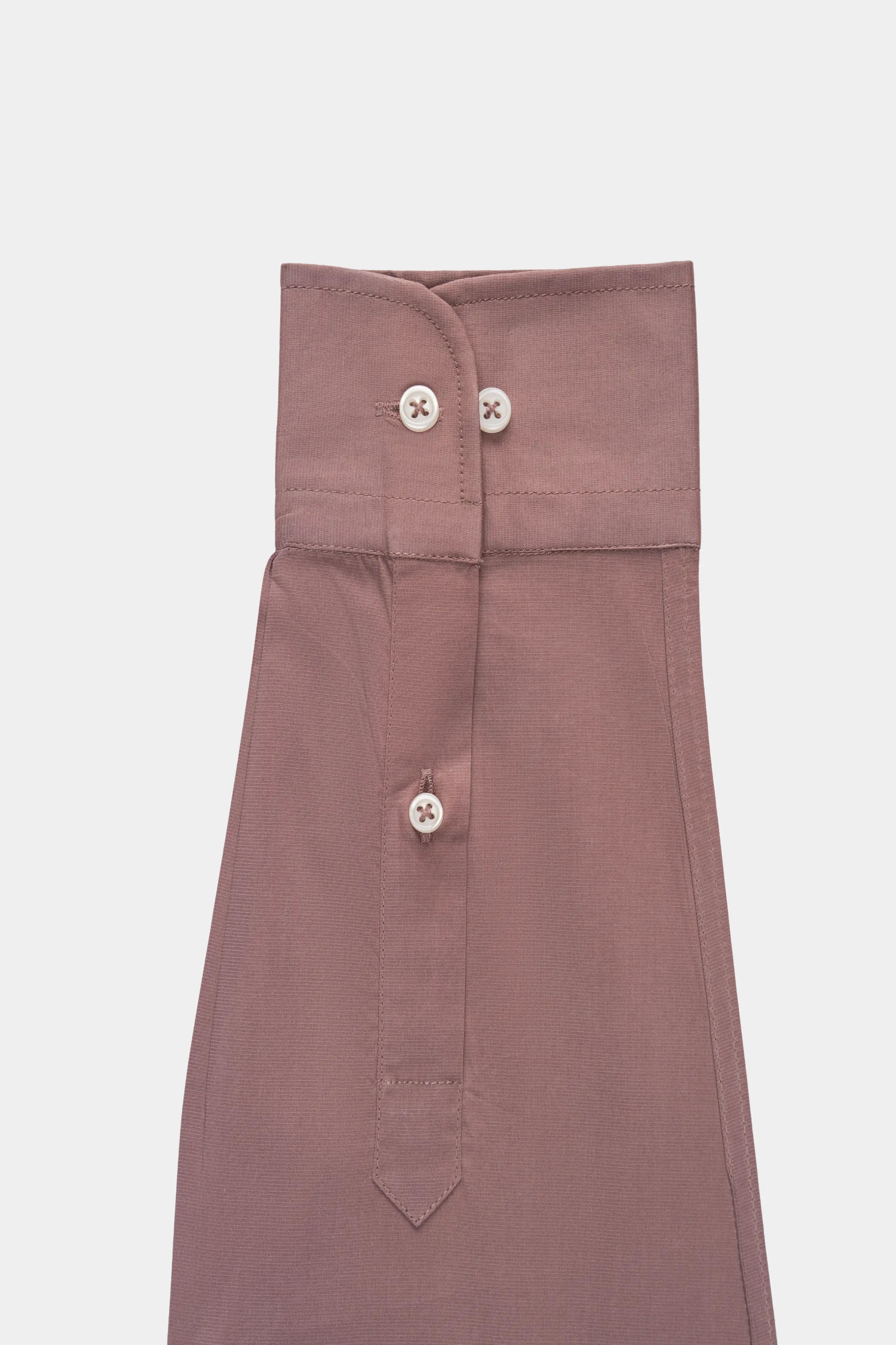 Rust French collar smart shirt front with button placket and chest yoke