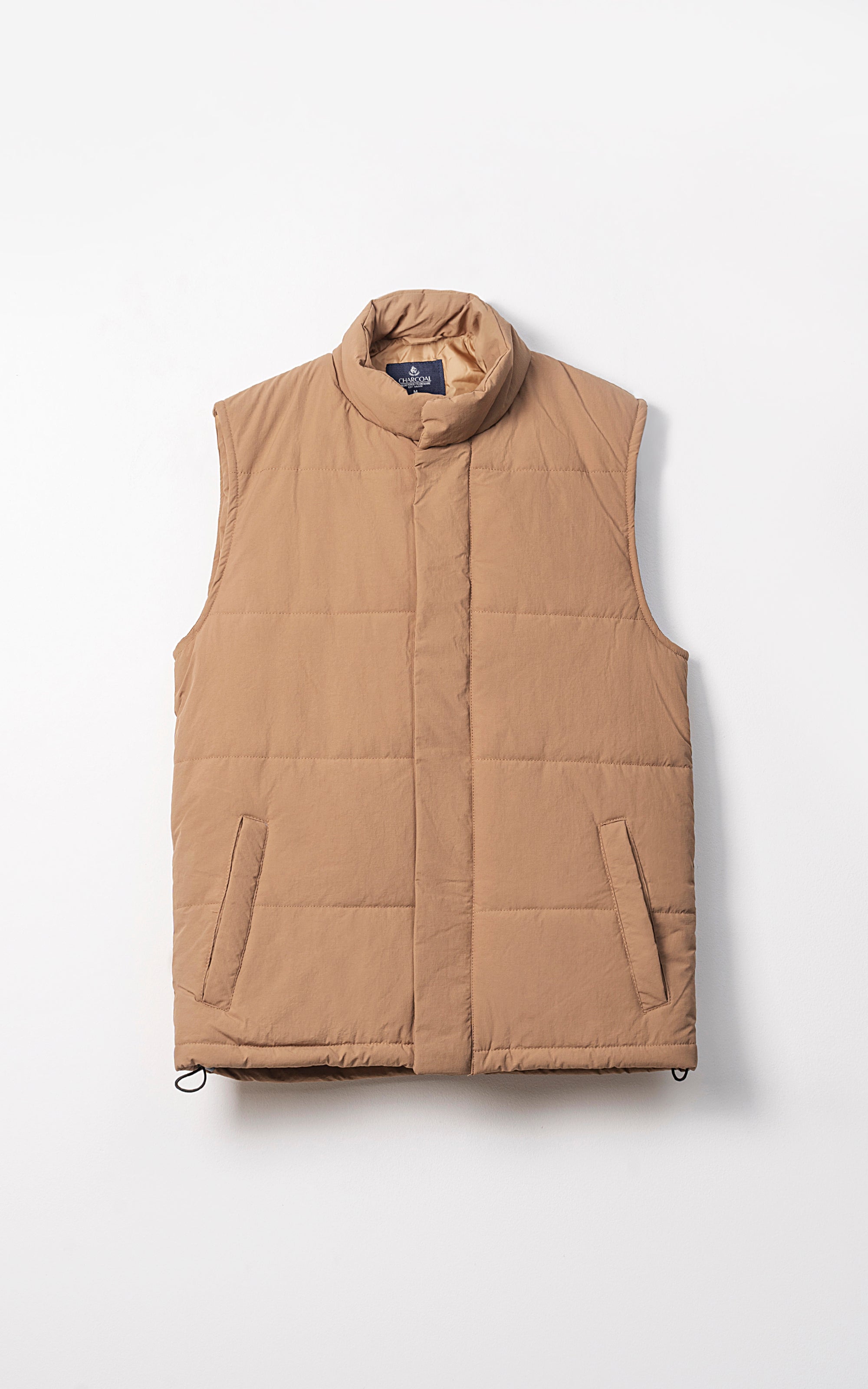 SLEEVELESS QUILTED JACKET DARK KHAKI