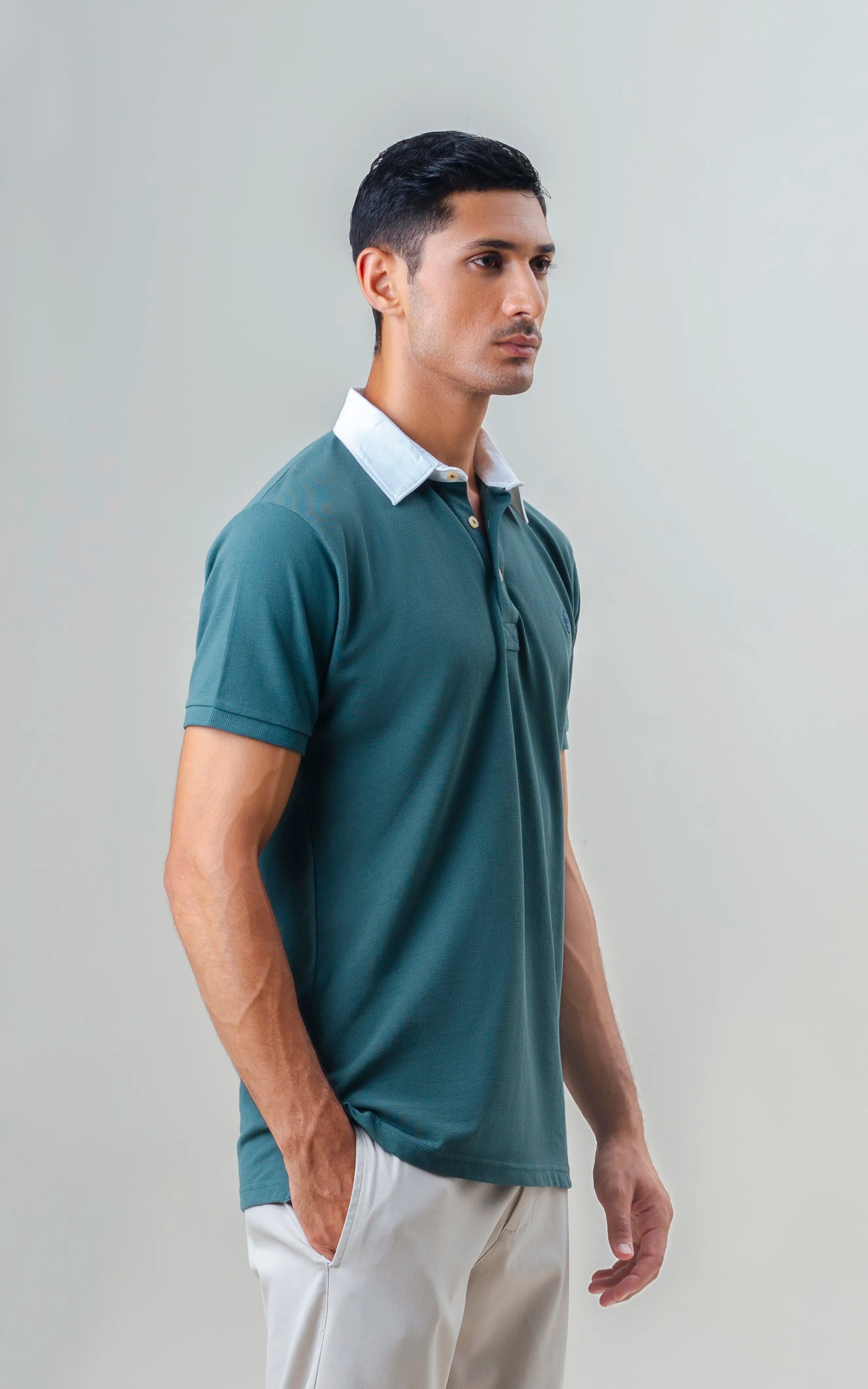 TWILL COLLAR POLO SHIRT GREEN