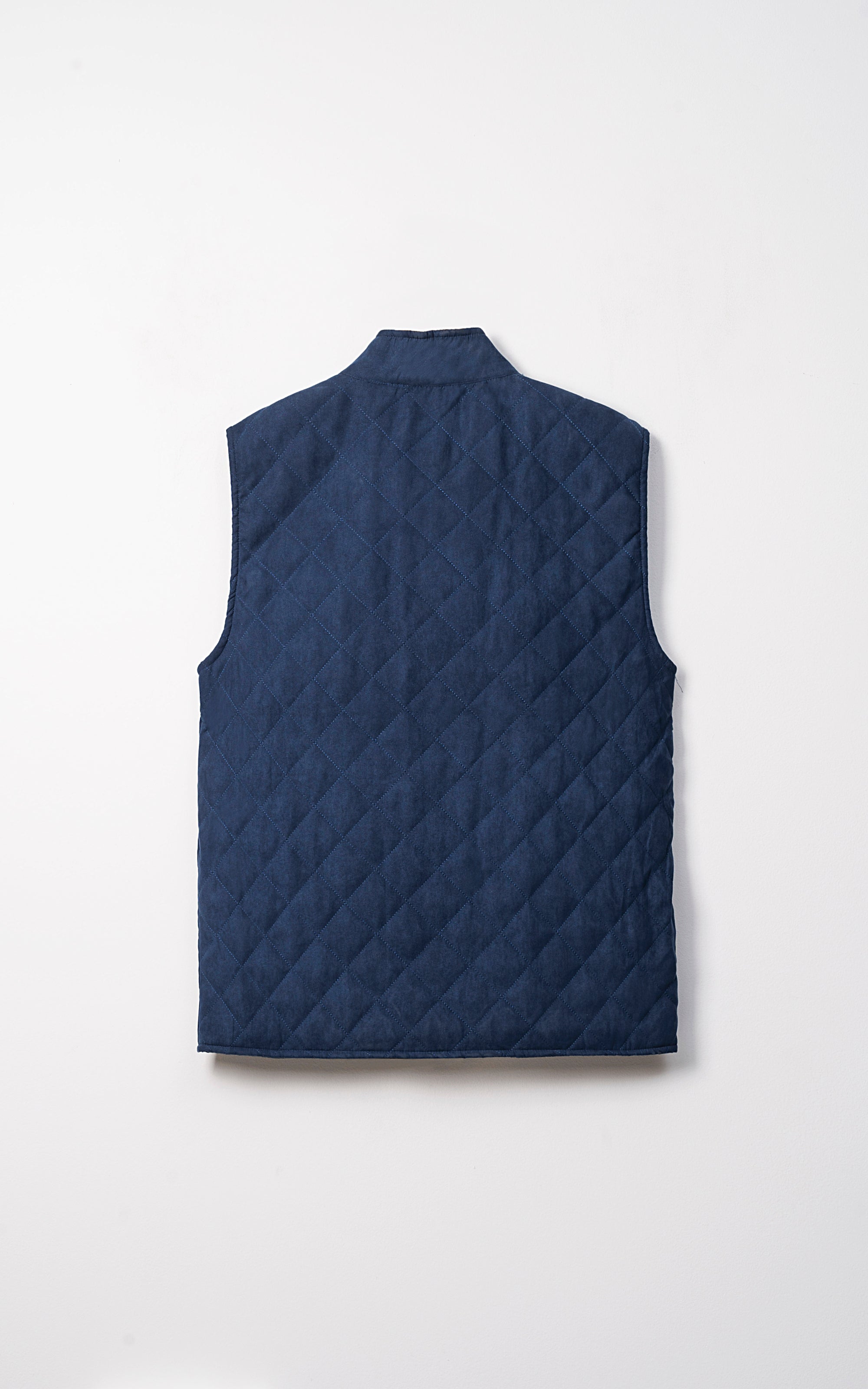 QUILTED SUEDE GILET JACKET SLEEVELESS NAVY