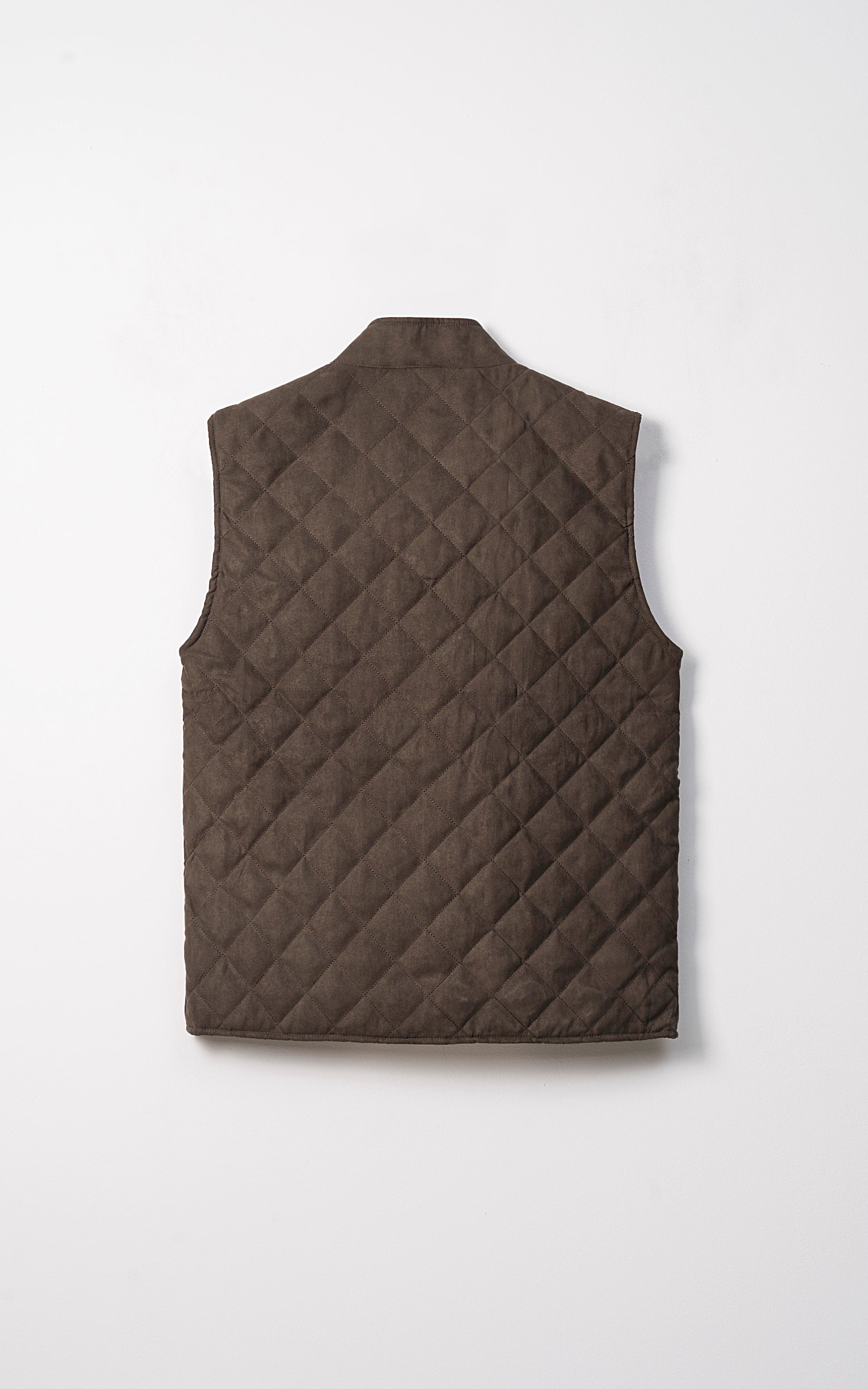 QUILTED SUEDE GILET JACKET SLEEVELESS DARK OLIVE