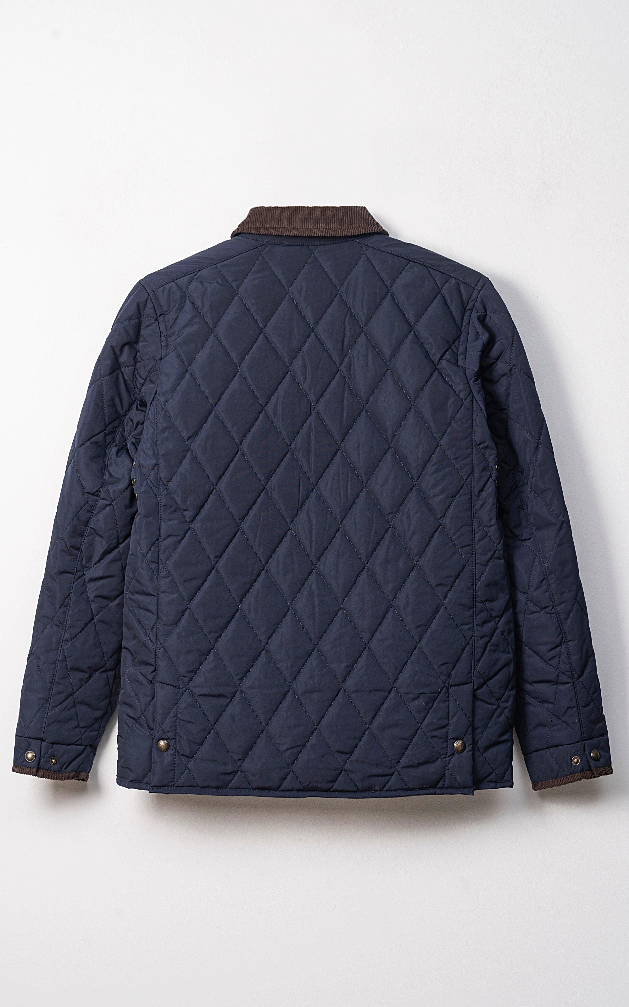 CORDUROY COLLAR QUILTED JACKET FULL SLEEVE NAVY