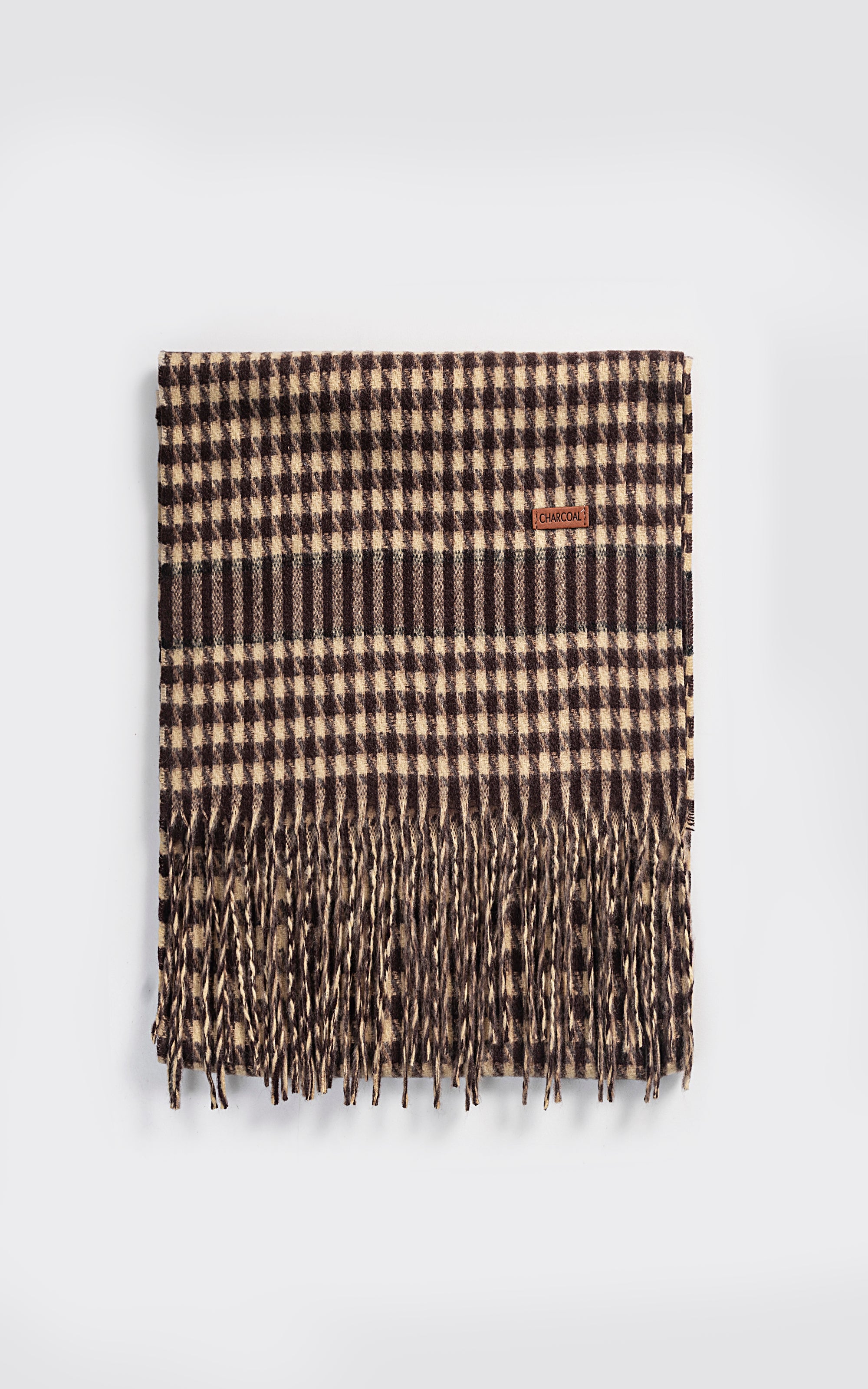 Houndstooth wool blended scarf