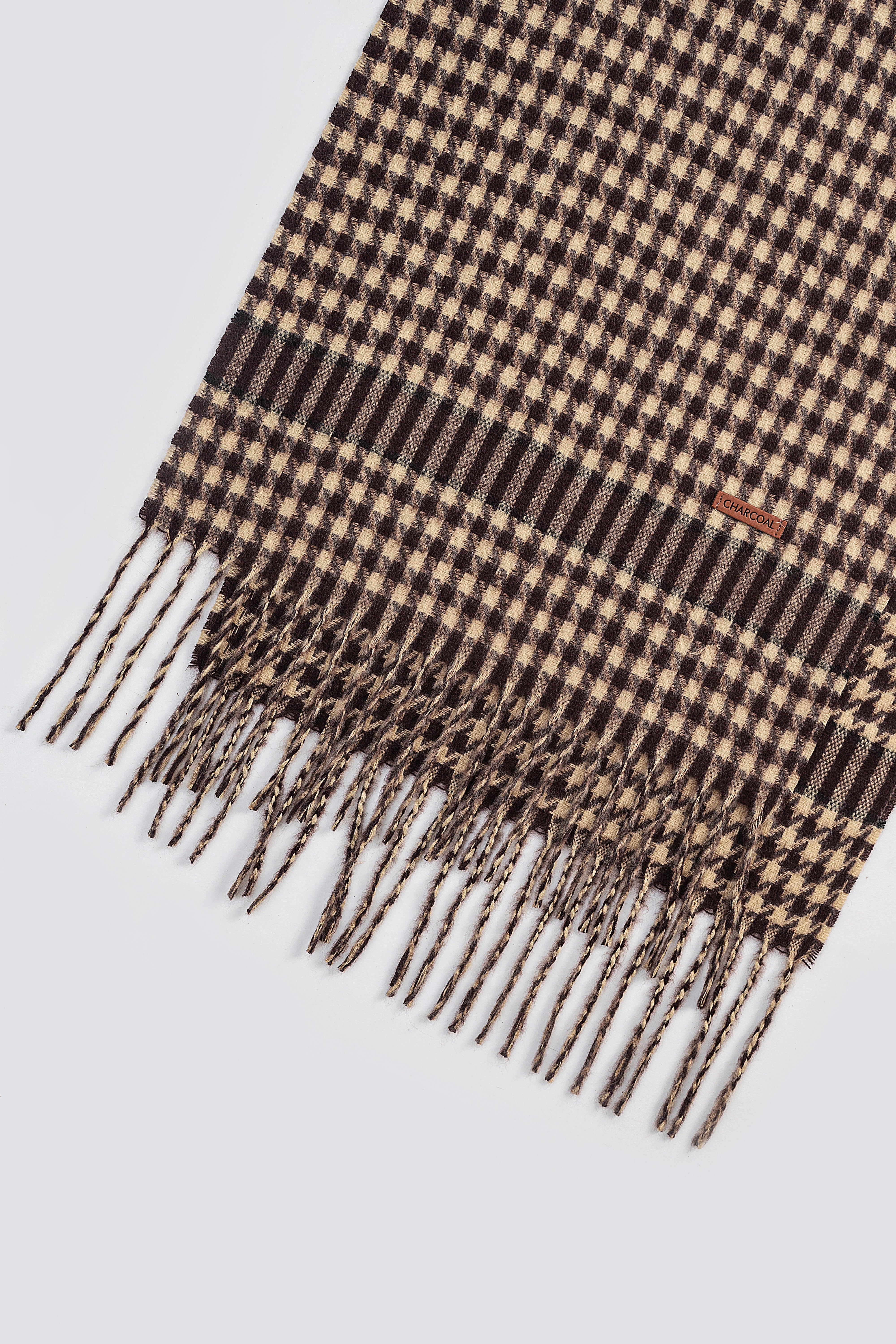 Houndstooth wool blended scarf