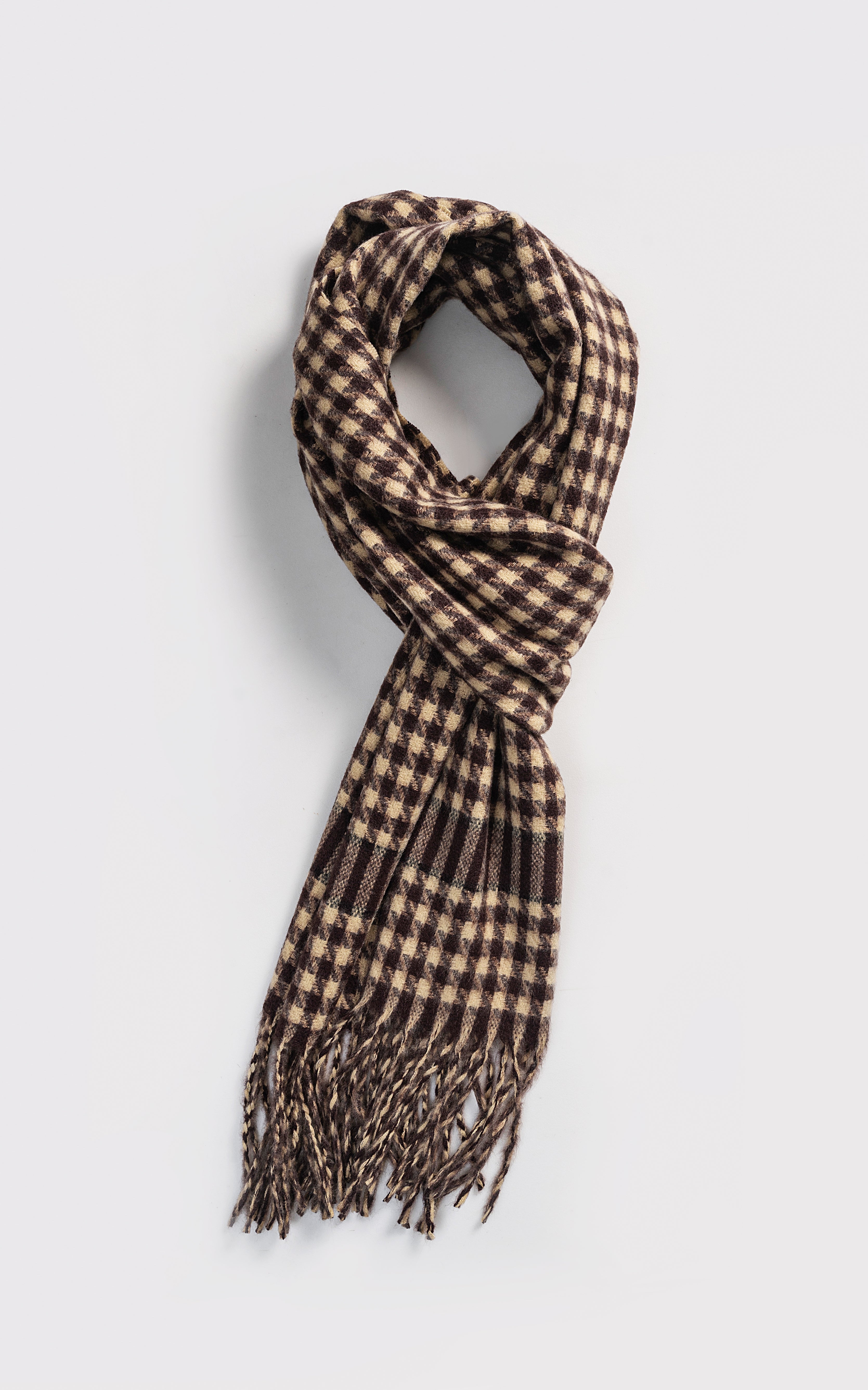 Houndstooth wool blended scarf