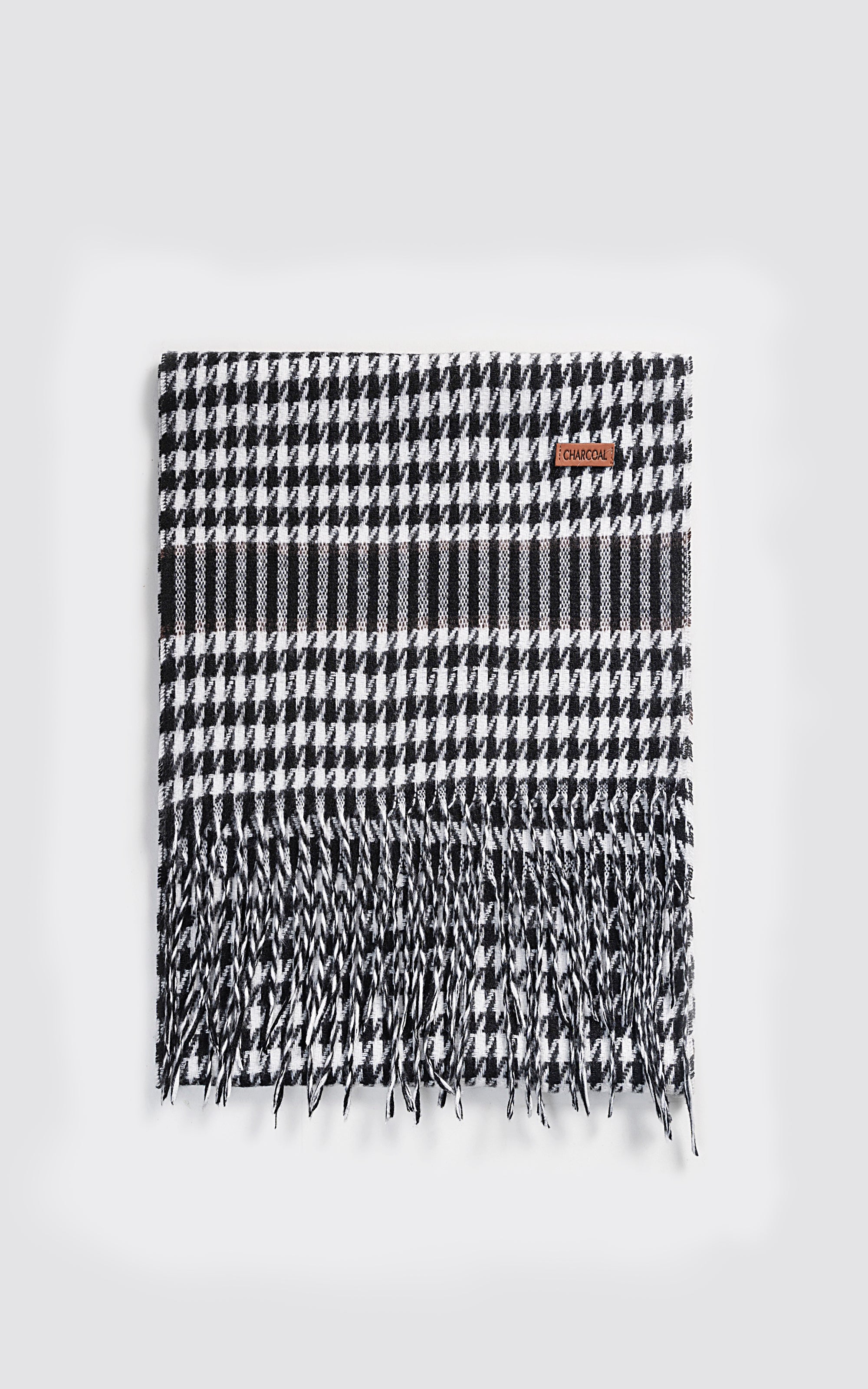 Houndstooth wool blended scarf