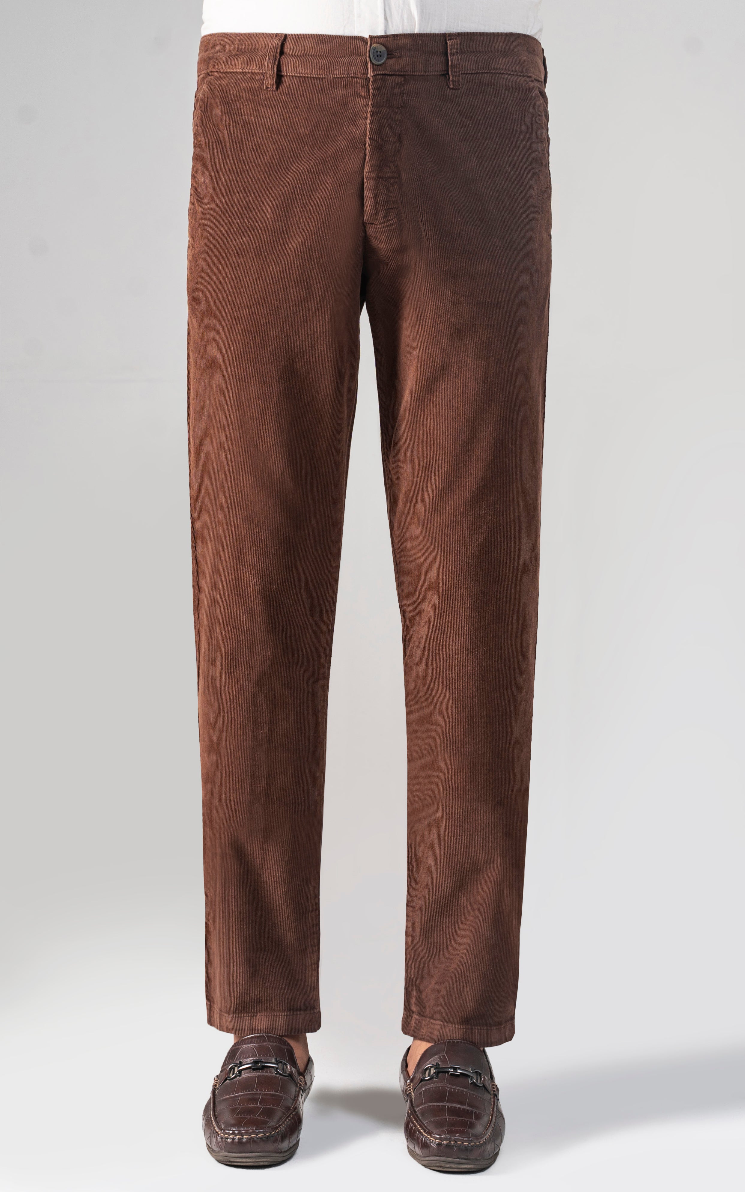 CORDUROY SMART FIT CASUAL PANT BROWN