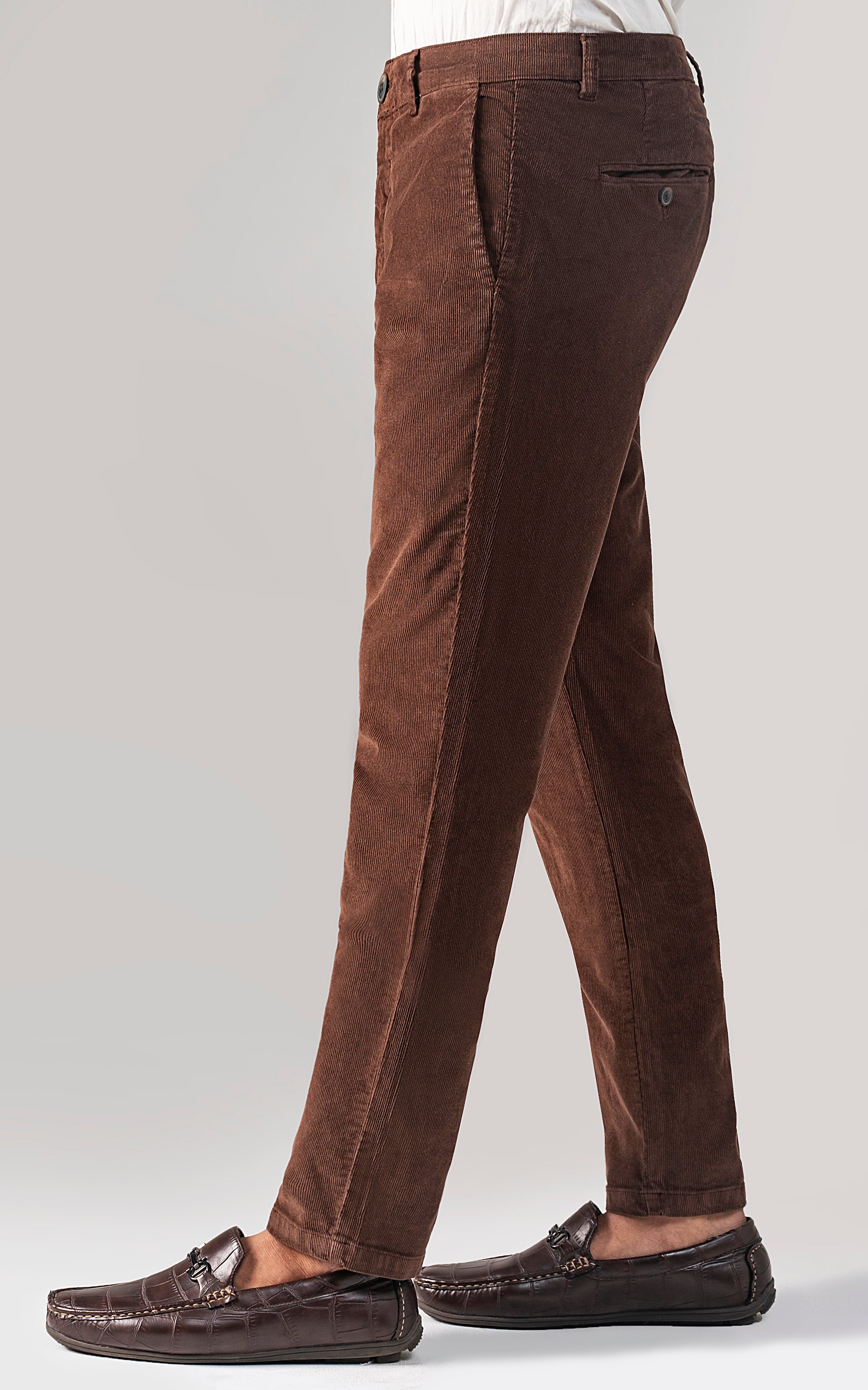 CORDUROY SMART FIT CASUAL PANT BROWN