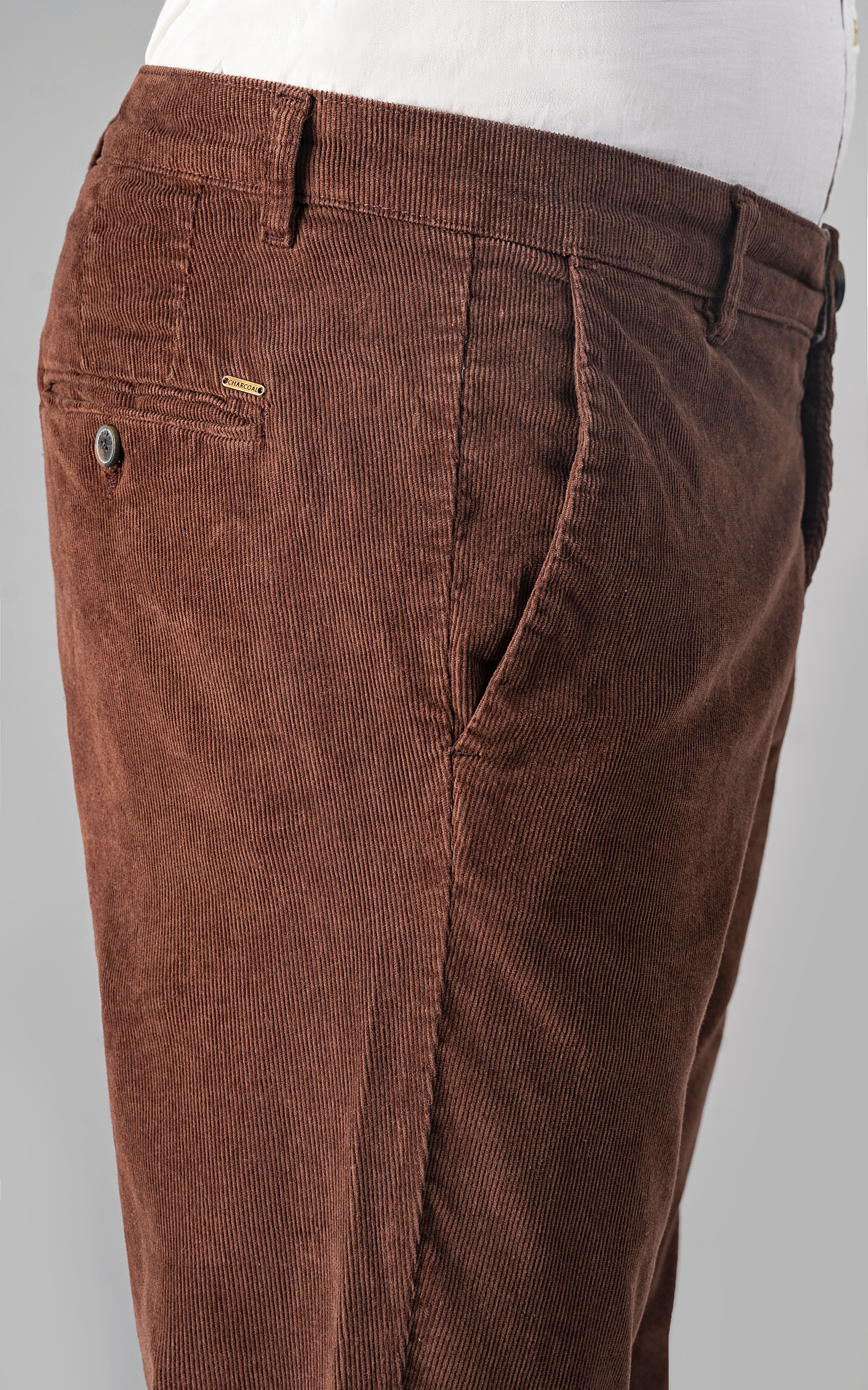 CORDUROY SMART FIT CASUAL PANT BROWN