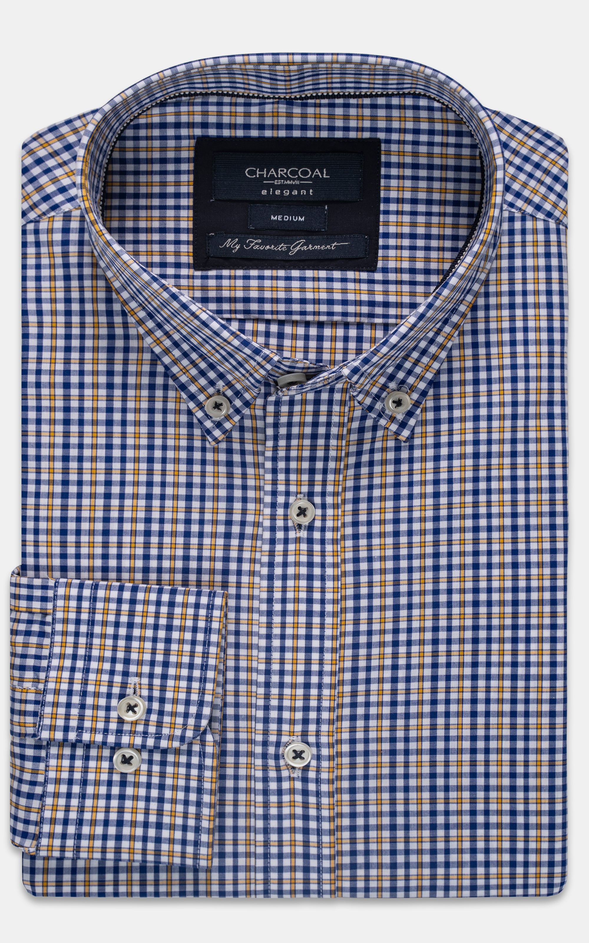 SEMI FORMAL SHIRT WHITE NAVY CHECK