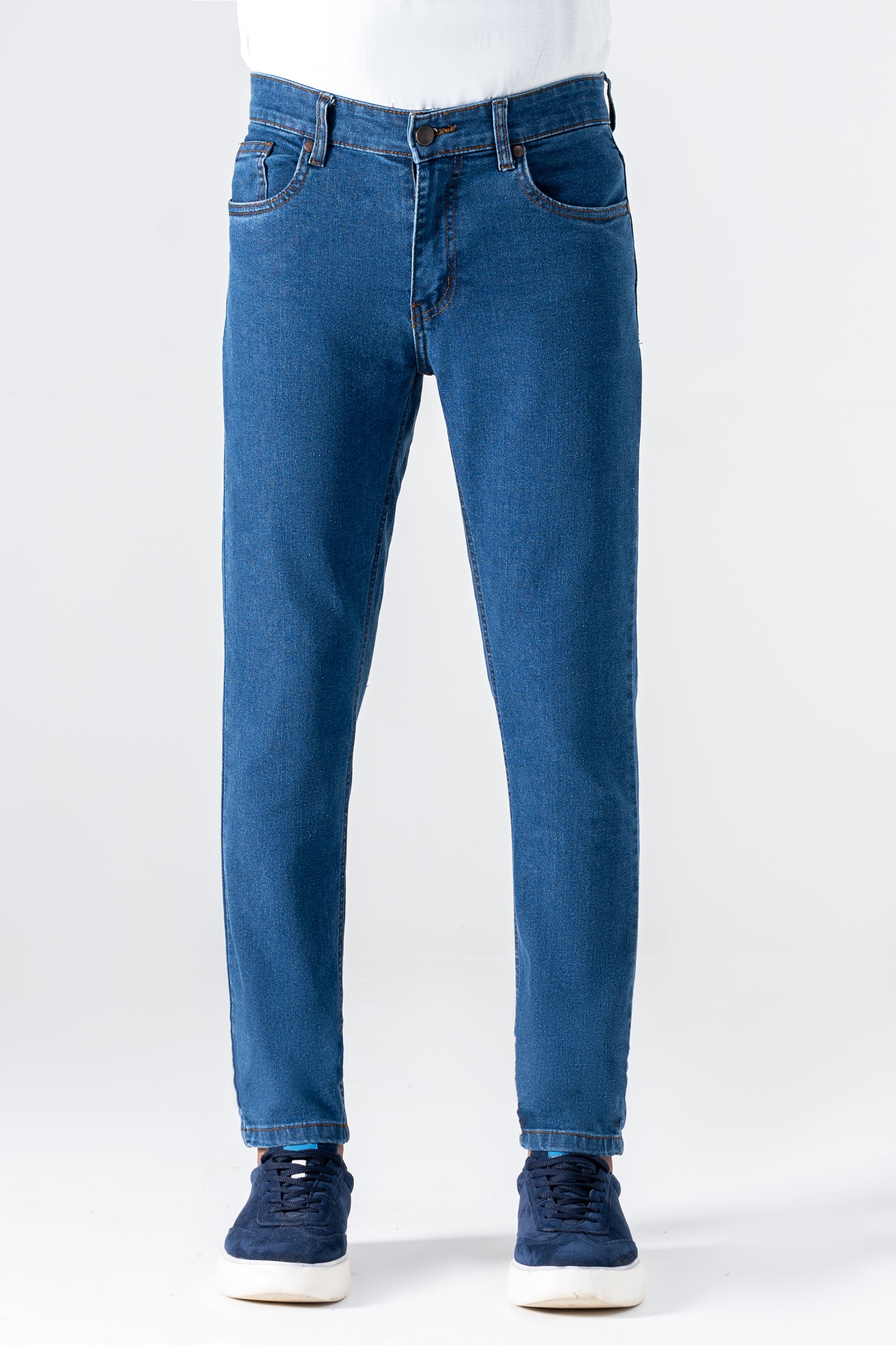 SLIM LEG DENIM JEANS MID BLUE