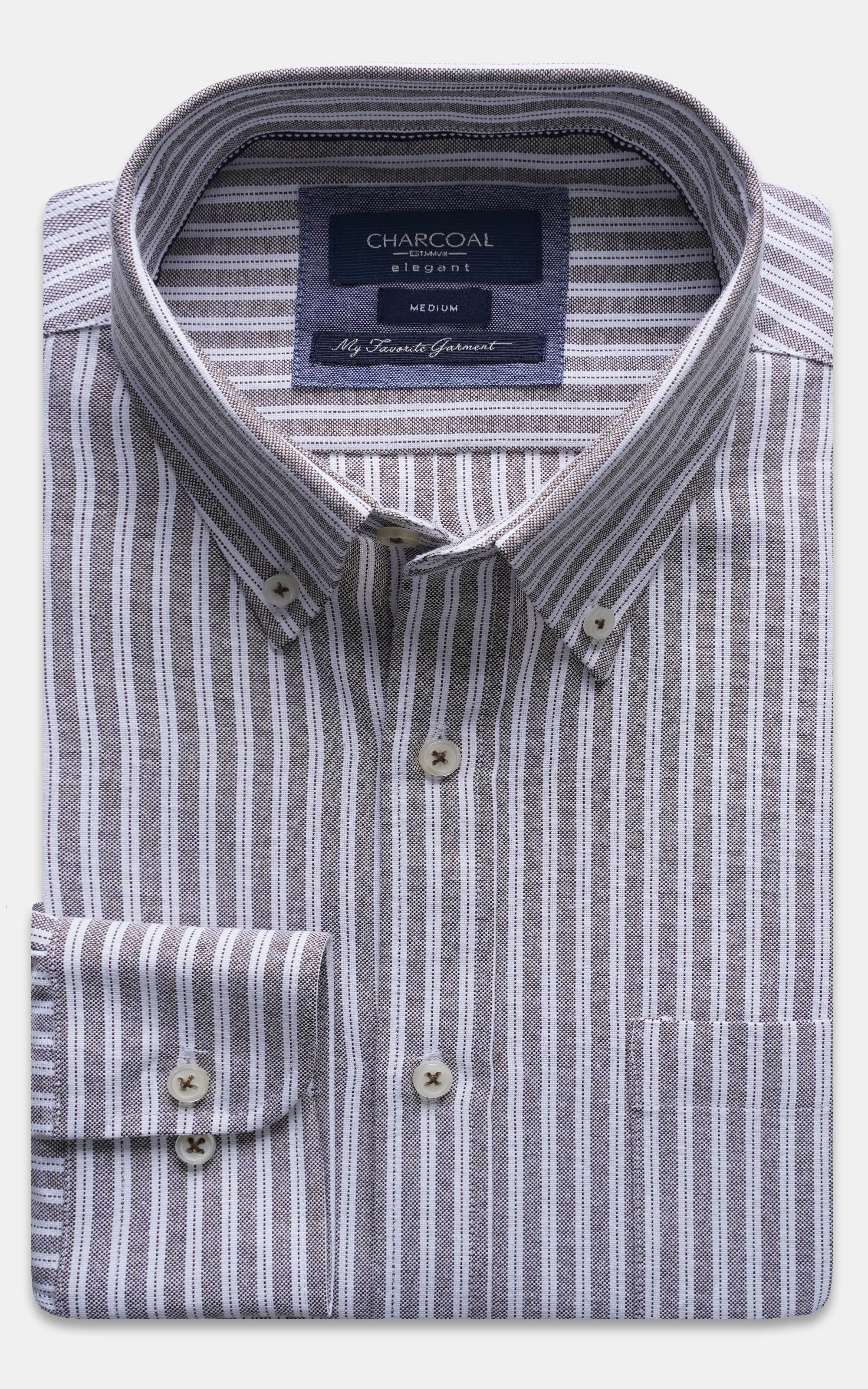 SEMI FORMAL SMART FIT STRIPED SHIRT BROWN