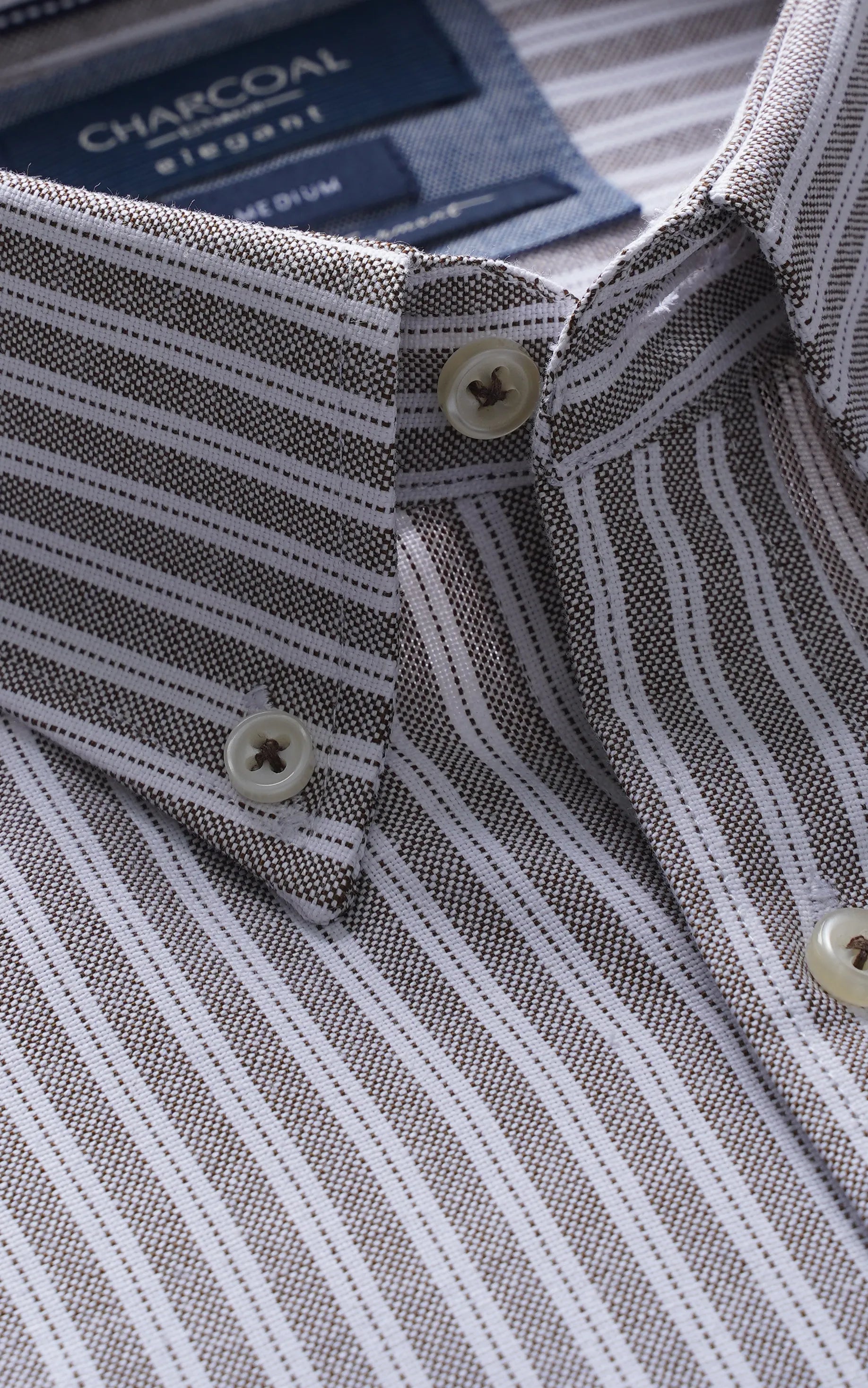 SEMI FORMAL SMART FIT STRIPED SHIRT BROWN