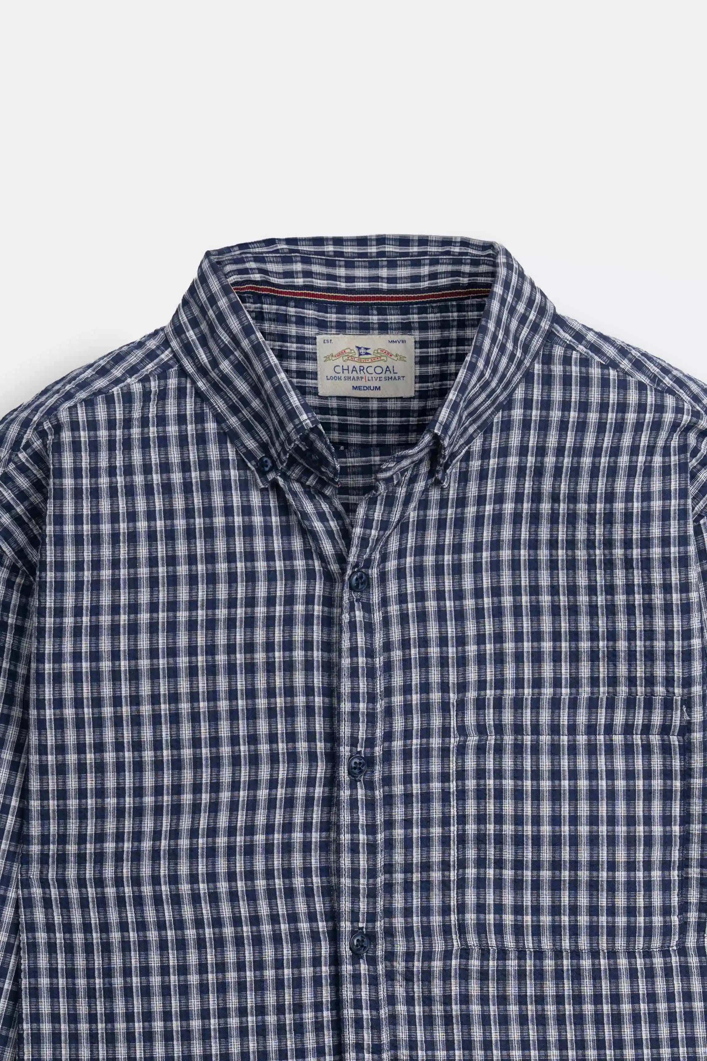 SMART FIT CASUAL SHIRT NAVY CHECK