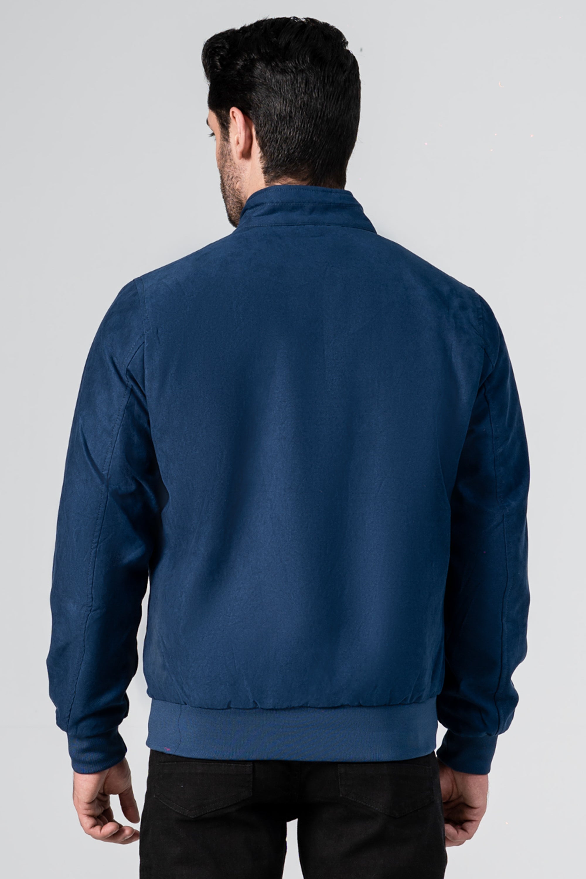 SUEDE ZIP FRONT JACKET BLUE