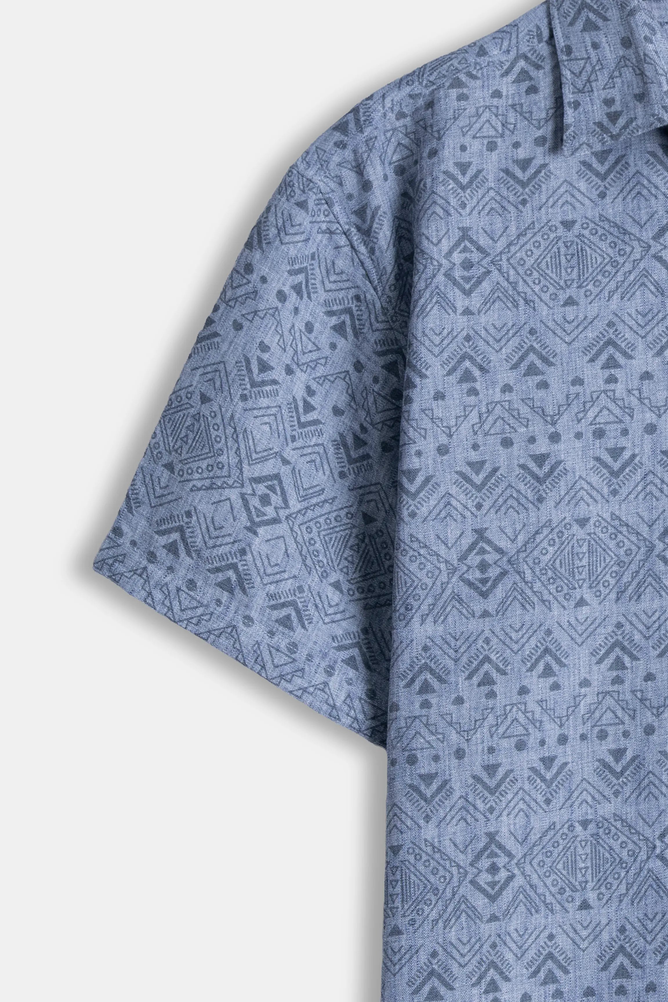 RELAX FIT PRINTED CASUAL SHIRT BLUE