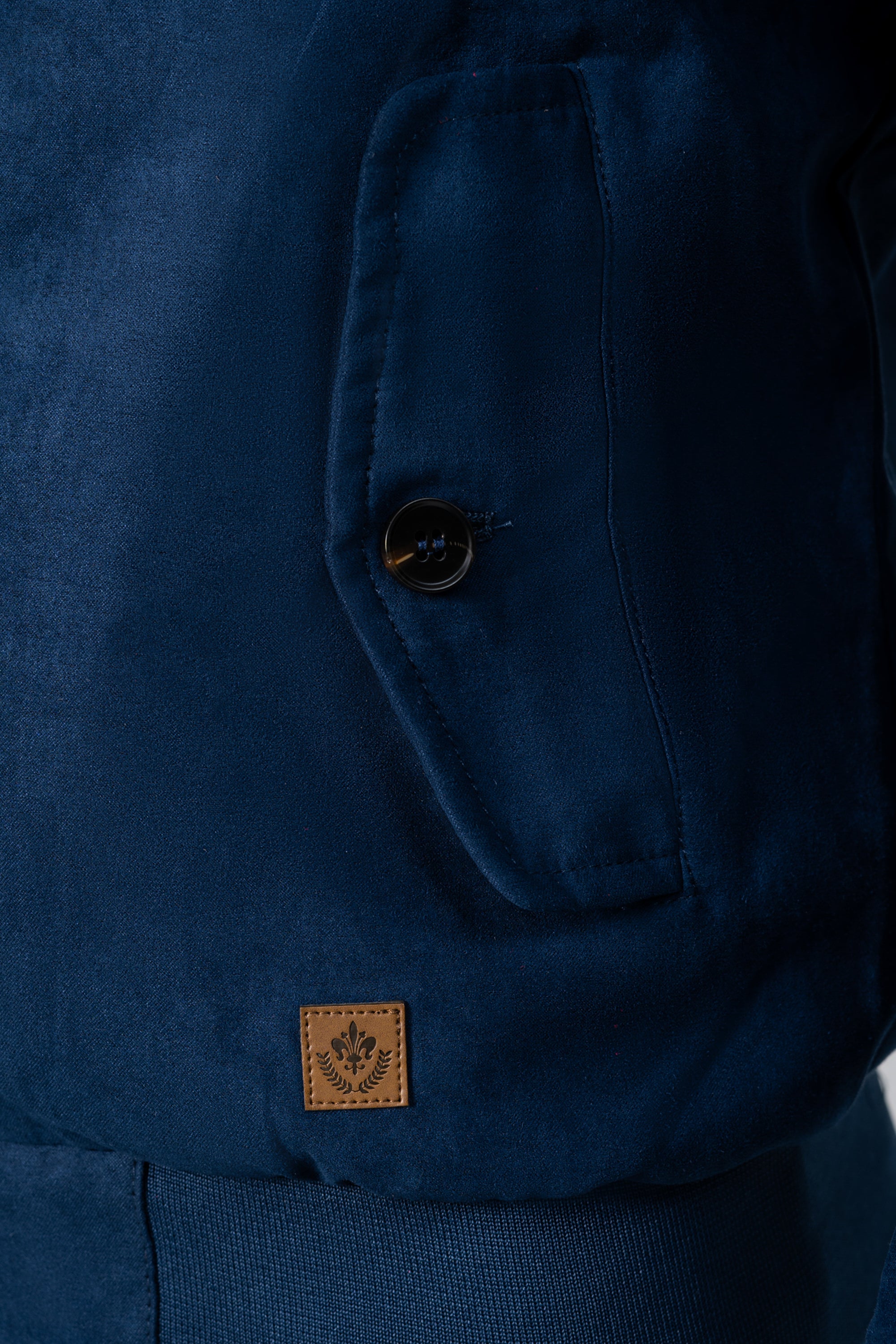 SUEDE ZIP FRONT JACKET BLUE