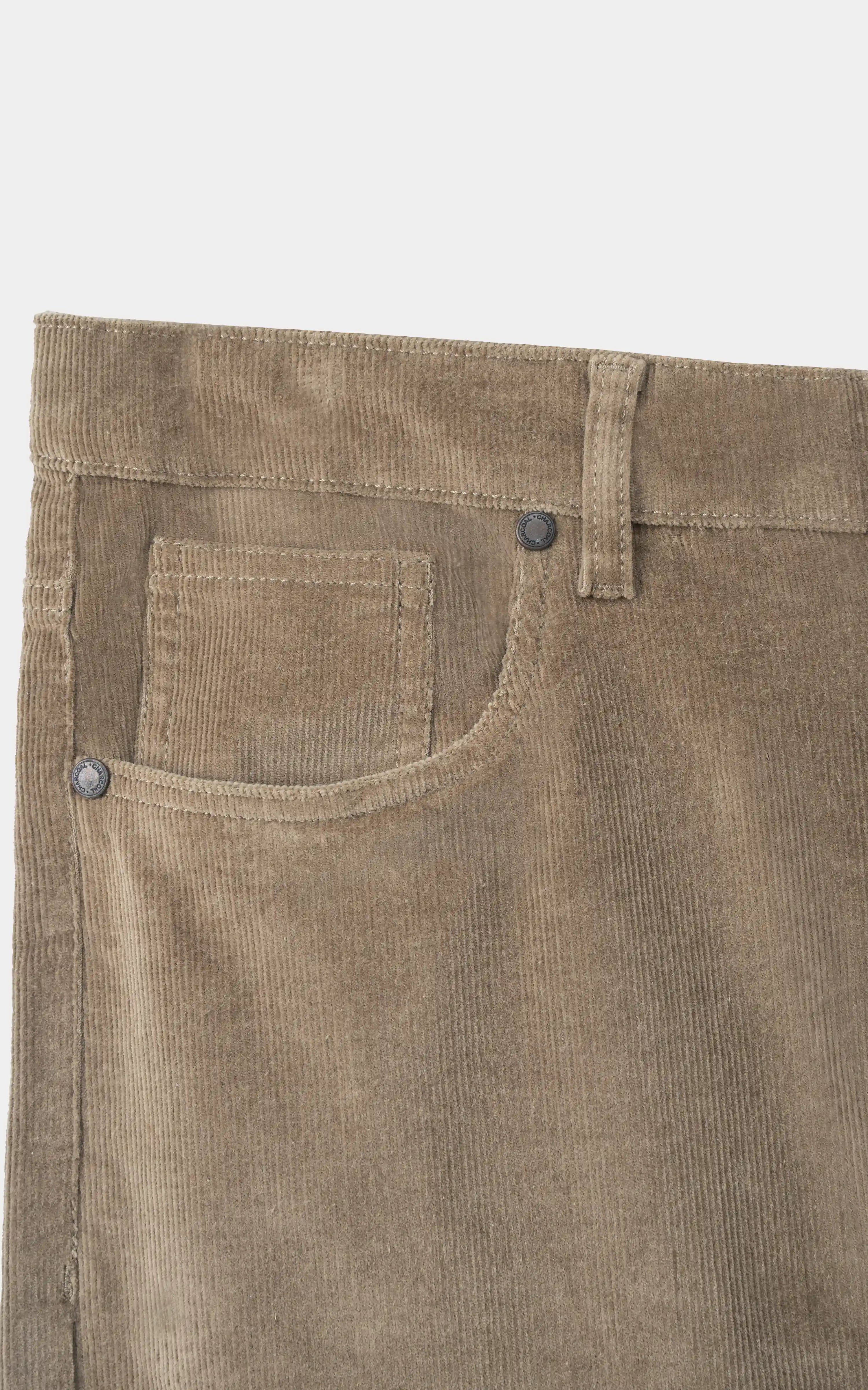 CORDUROY FIVE POCKET STRAIGHT FIT CASUAL PANT KHAKI