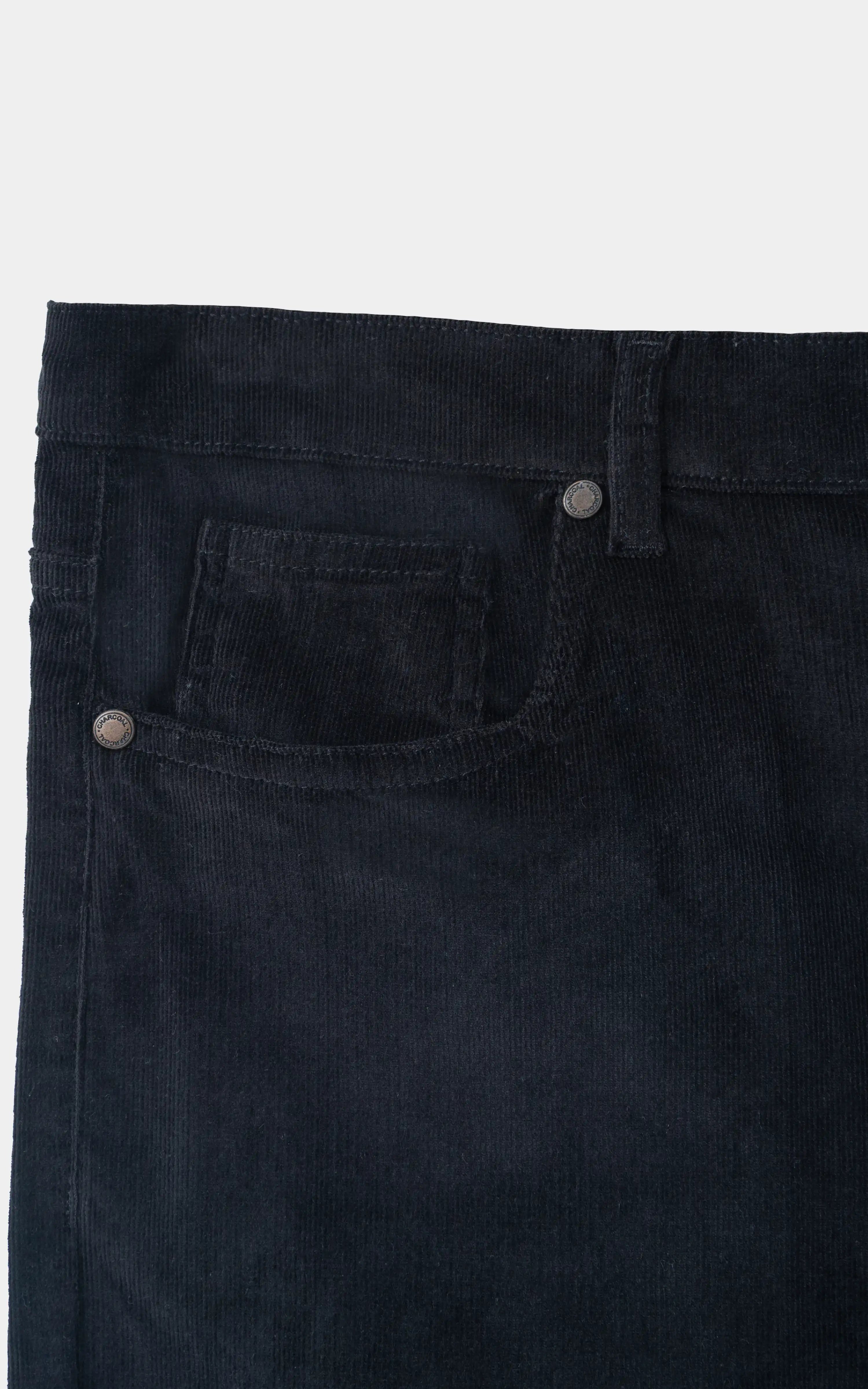 CORDUROY FIVE POCKET STRAIGHT FIT CASUAL PANT BLACK