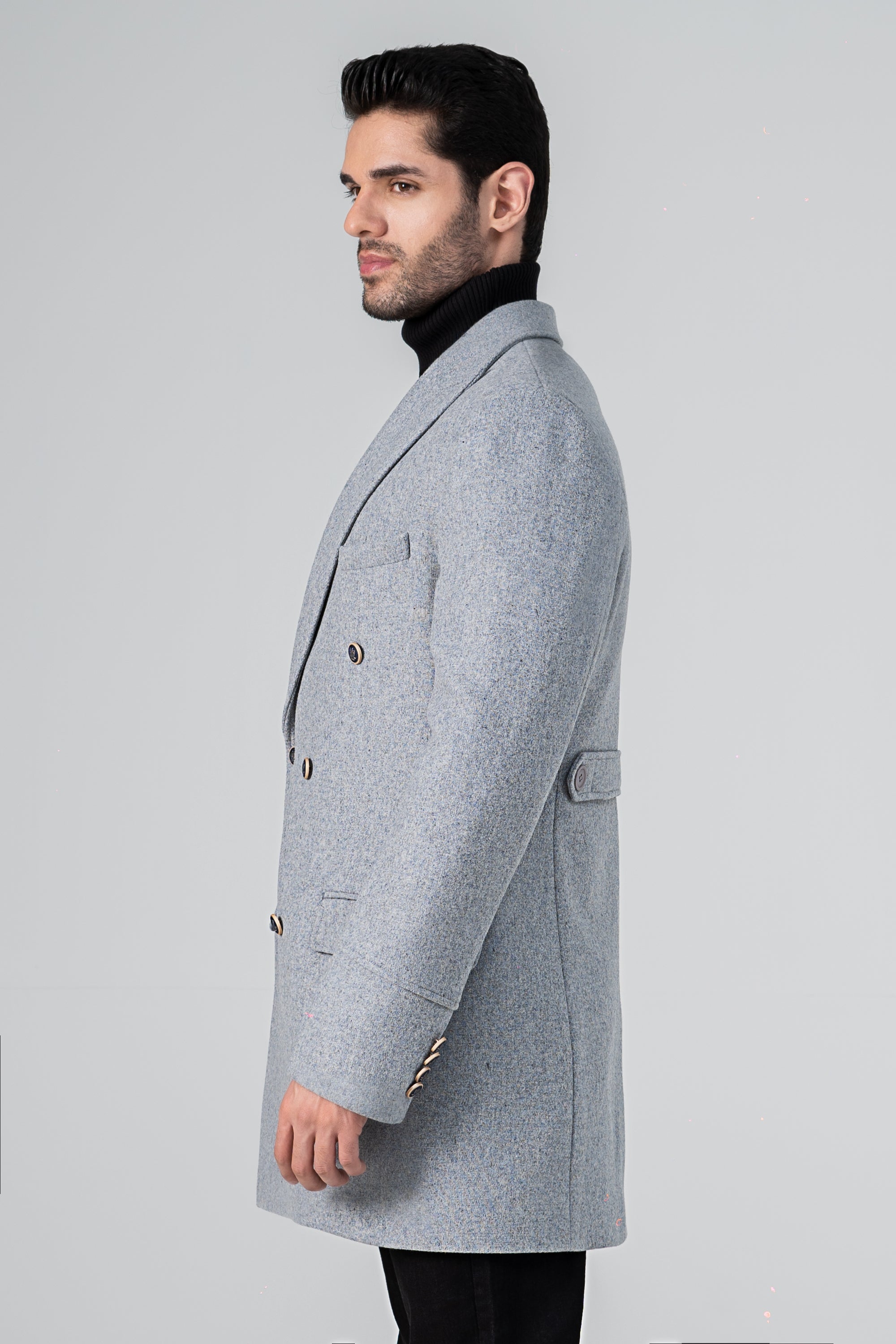 WOOLEN LONG COAT GREY