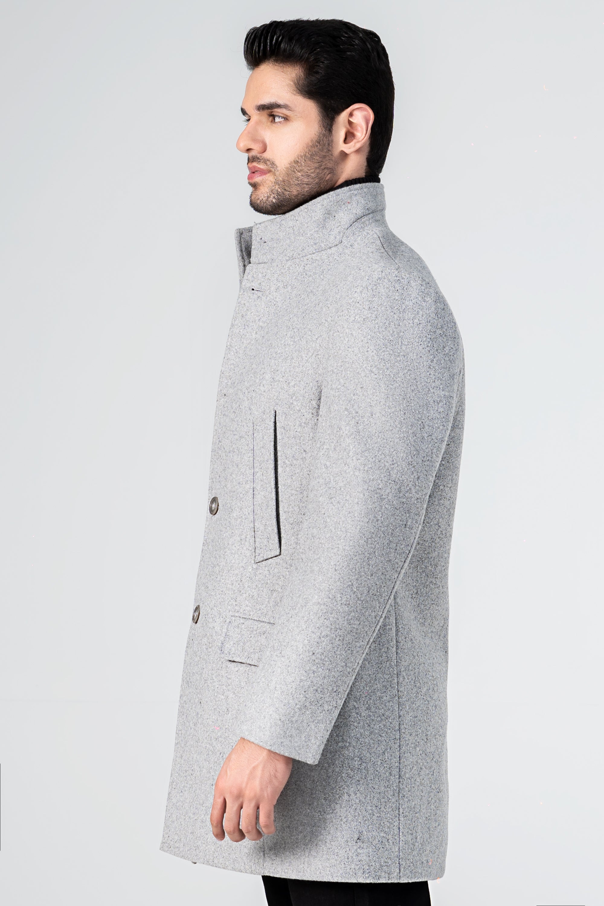 WOOLEN LONG COAT GREY