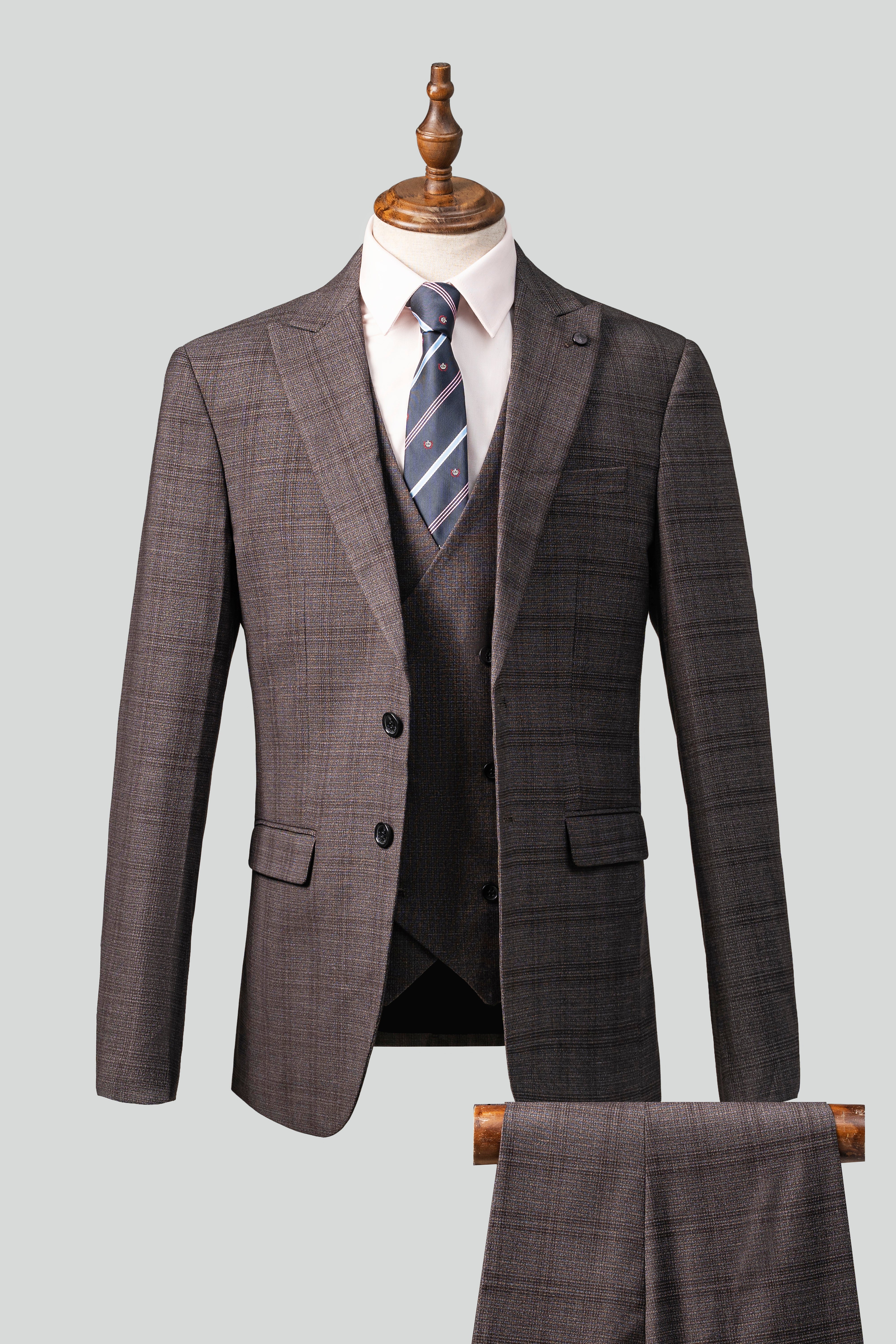 3 PIECE SUIT SLIM FIT BROWN