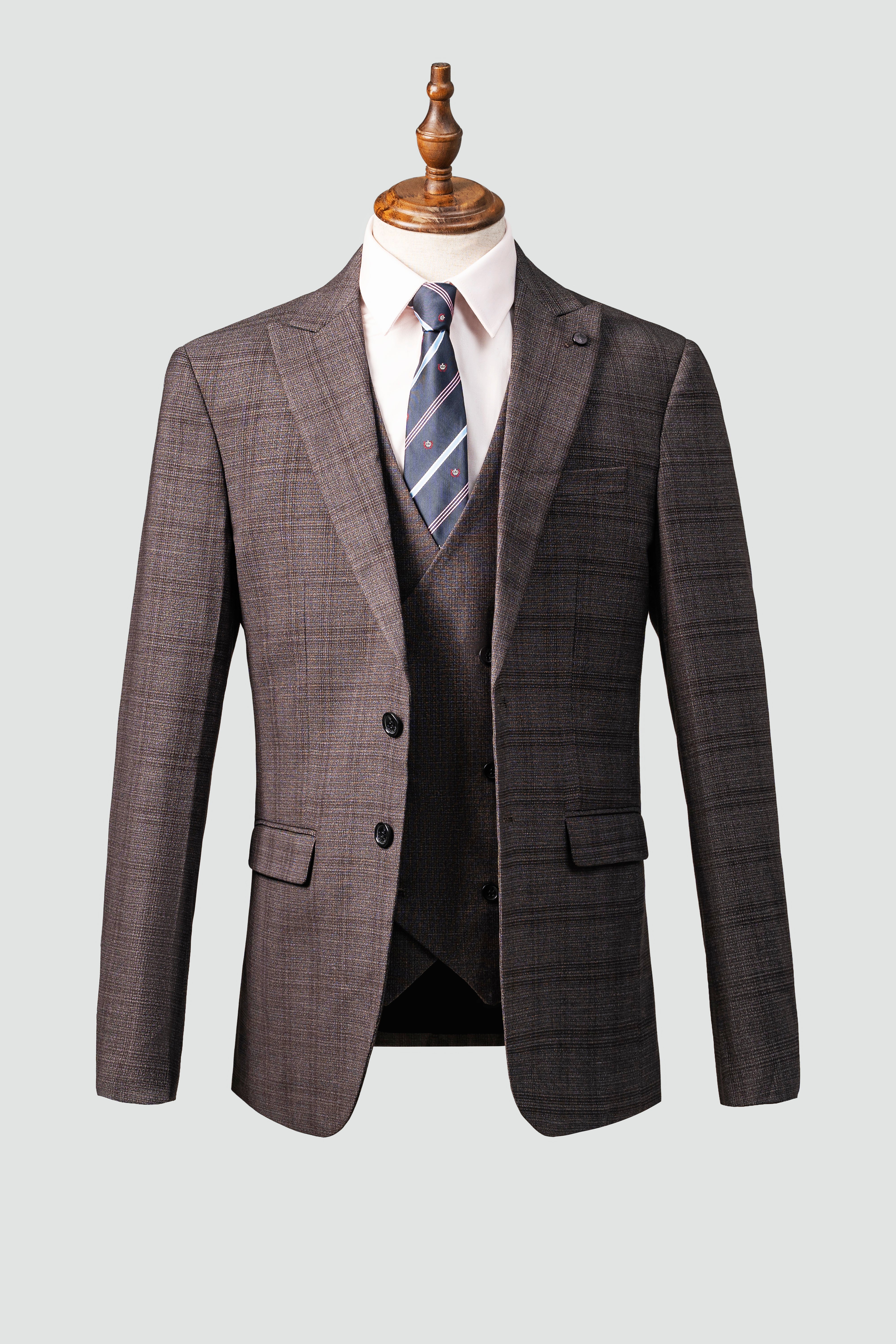 3 PIECE SUIT SLIM FIT BROWN