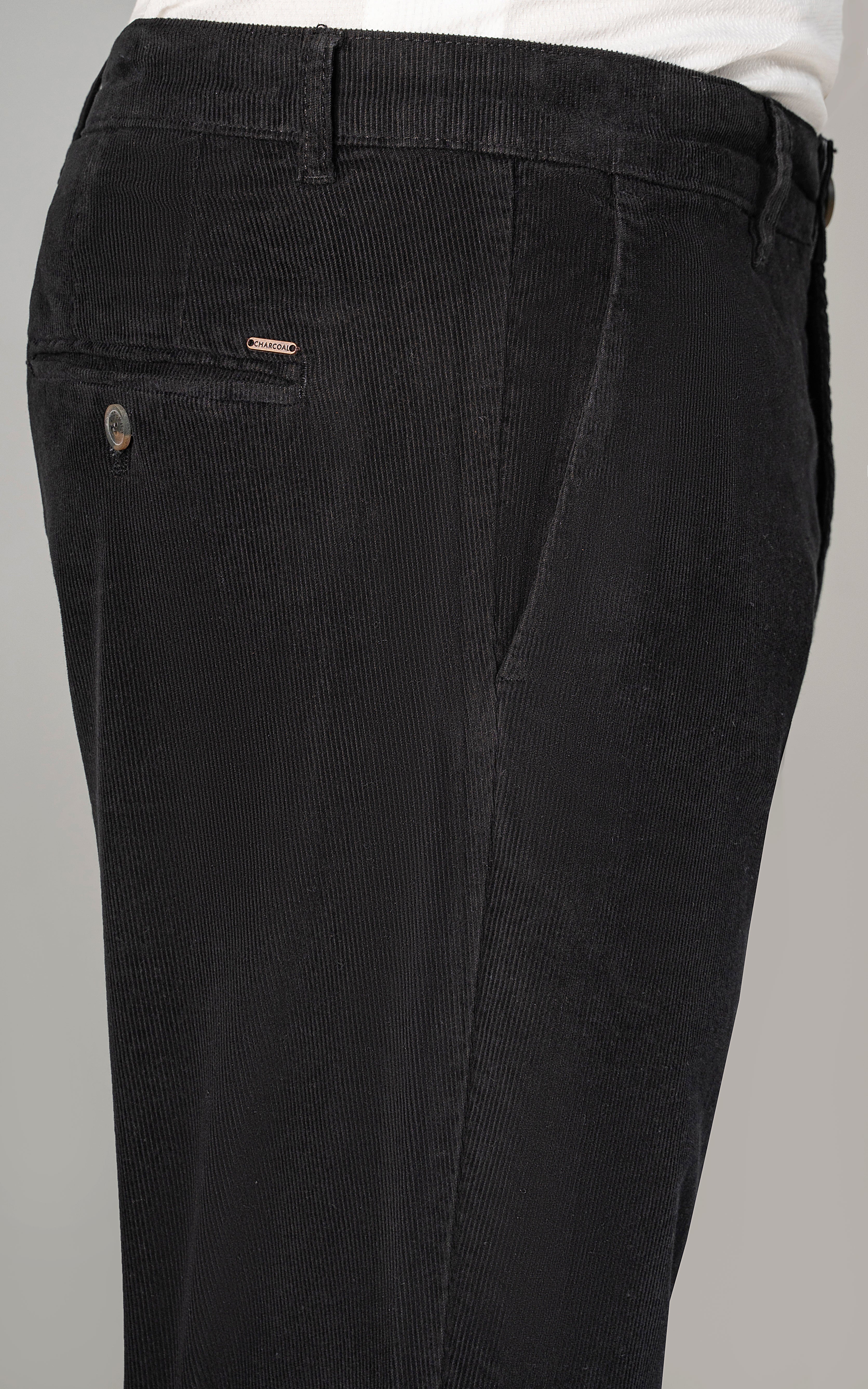 CORDUROY SMART FIT CASUAL PANT BLACK