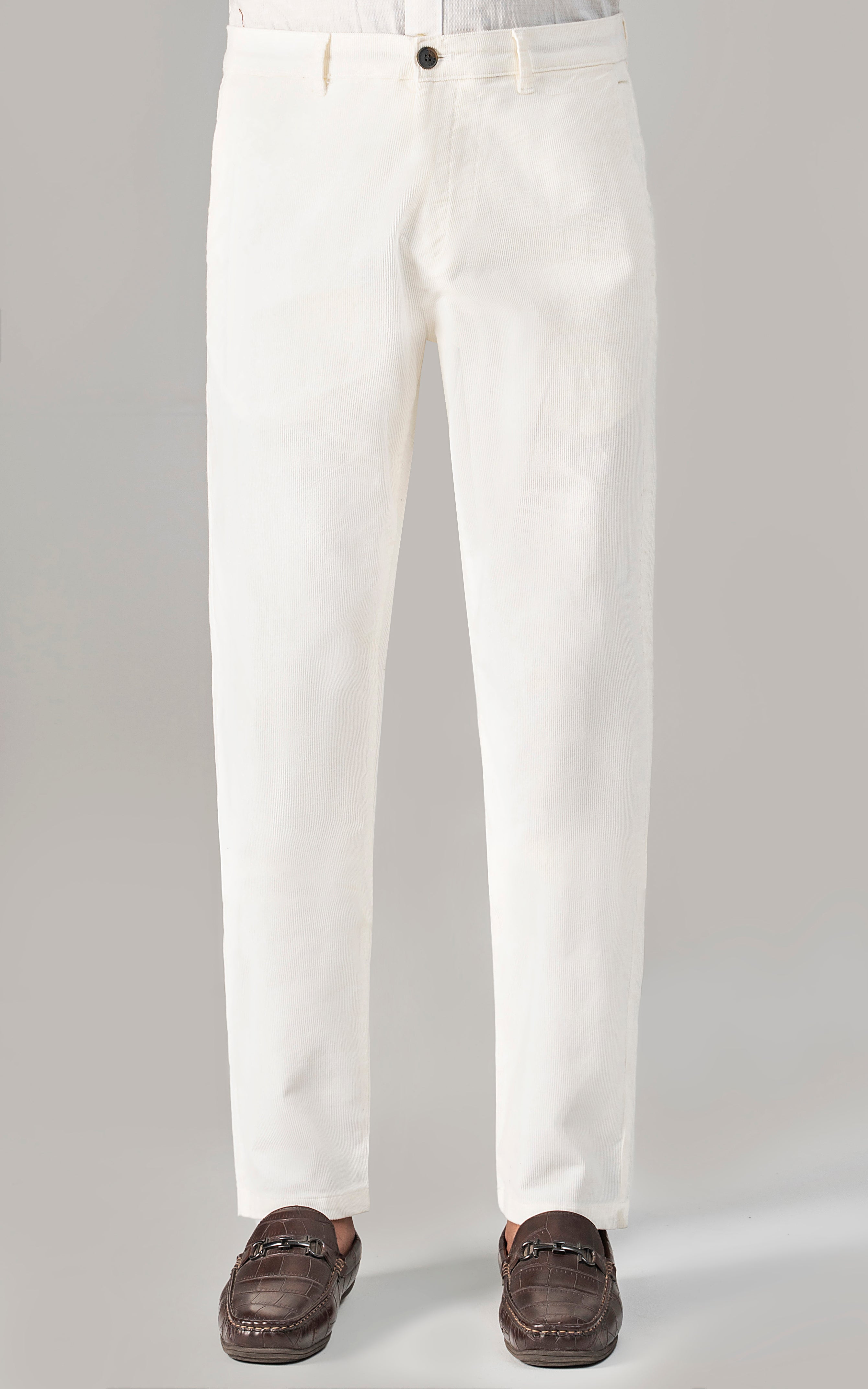 CORDUROY SMART FIT CASUAL PANT WHITE